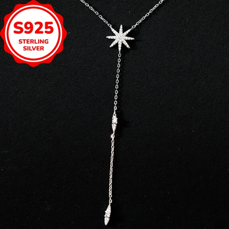 Vintage Eight-Pointed Star Necklace Made of S925 Sterling Silver