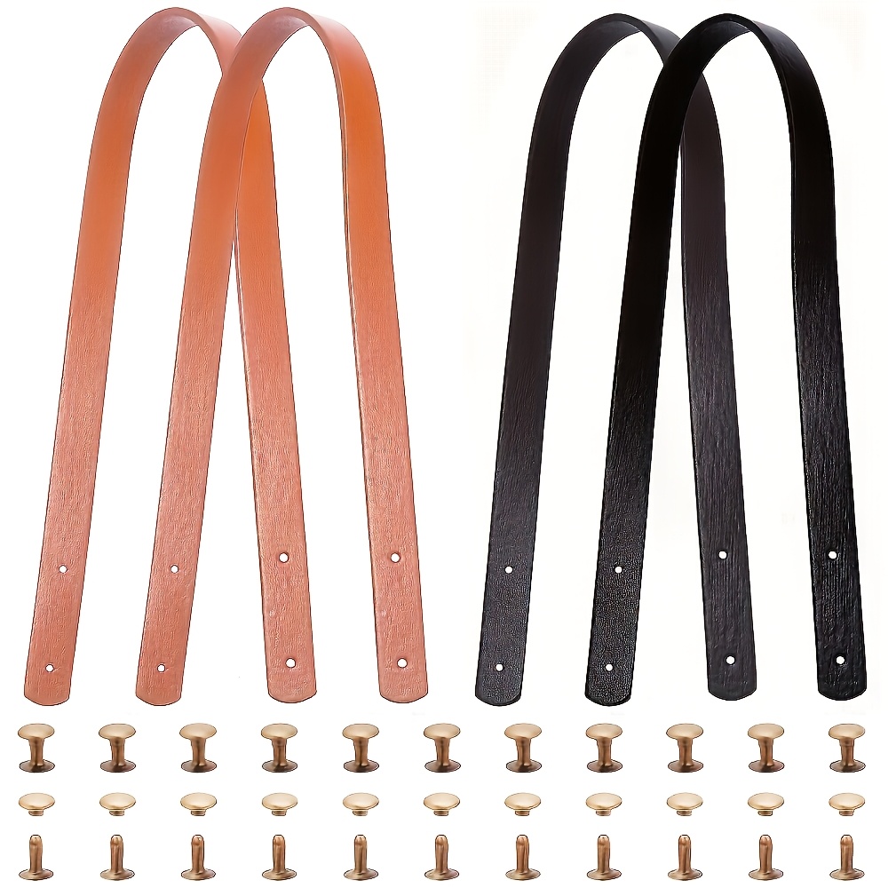 TEMU 4 Pezzi di Cinghie in Pelle con 11 Set di in Ferro - Cinghie di Ricambio per Borse, Manici per Borse, Accessori per Borse da Donna, Cinghie in