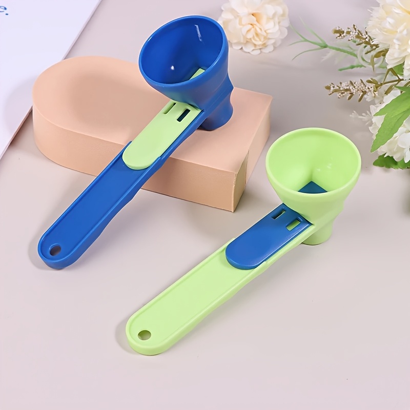 2-In-1 Sliding Funnel Without Pollution Protein Powder Scoop - 2 Or 1 Sliding Spoon Measuring Cup And Funnel Suitable for Sports Drinks, Milk Powder And Supplements, Durable PP Material, Perfect Kitchen Tool for All Occasions