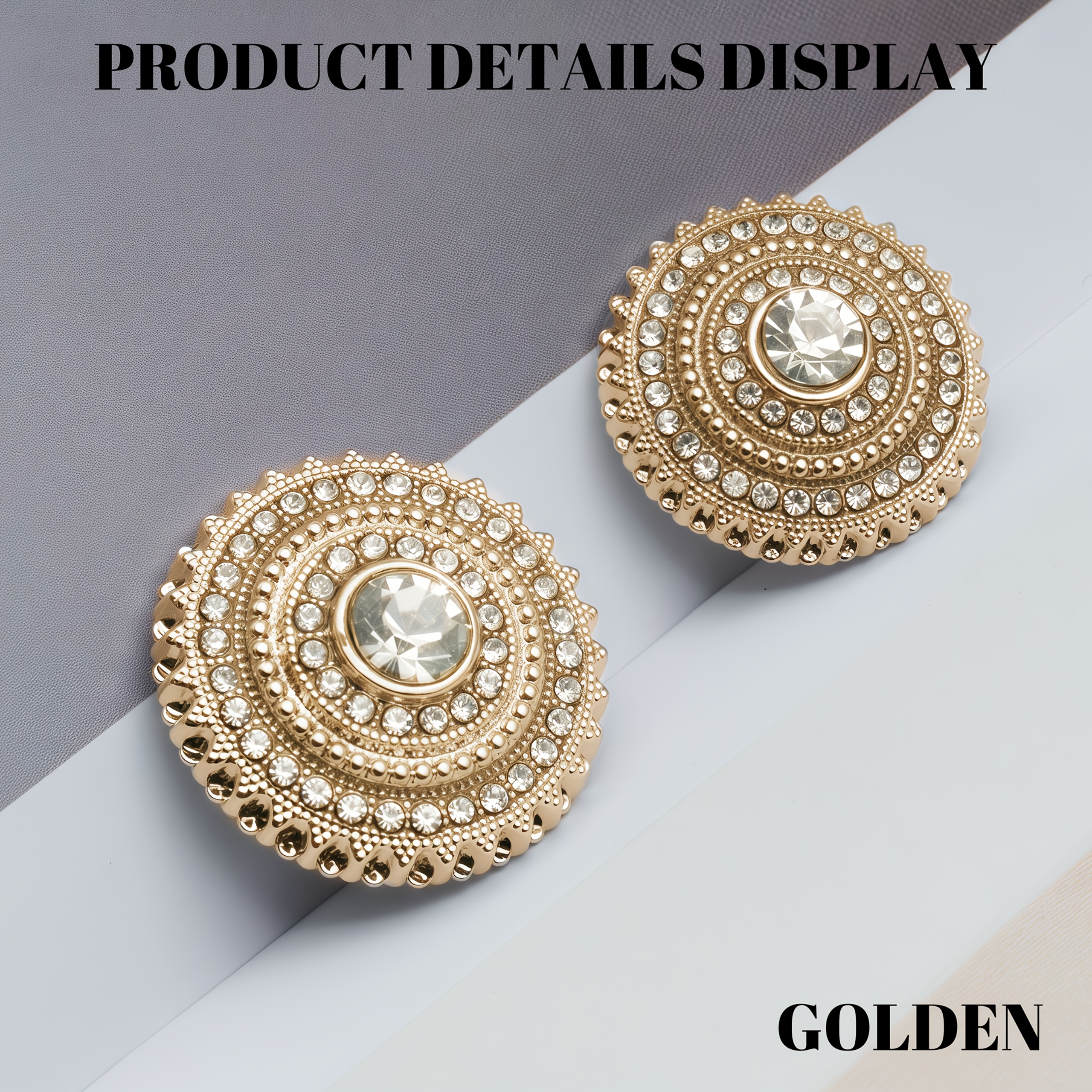 Image of 5pcs Elegant Rhinestone Metal Buttons, 15mm/18mm/20mm/23mm/25mm, Sewing Craft Additions, Holiday Embellishments For Shirts, Jeans Jackets, Dresses, Sweaters, Coats, Trench Coats
