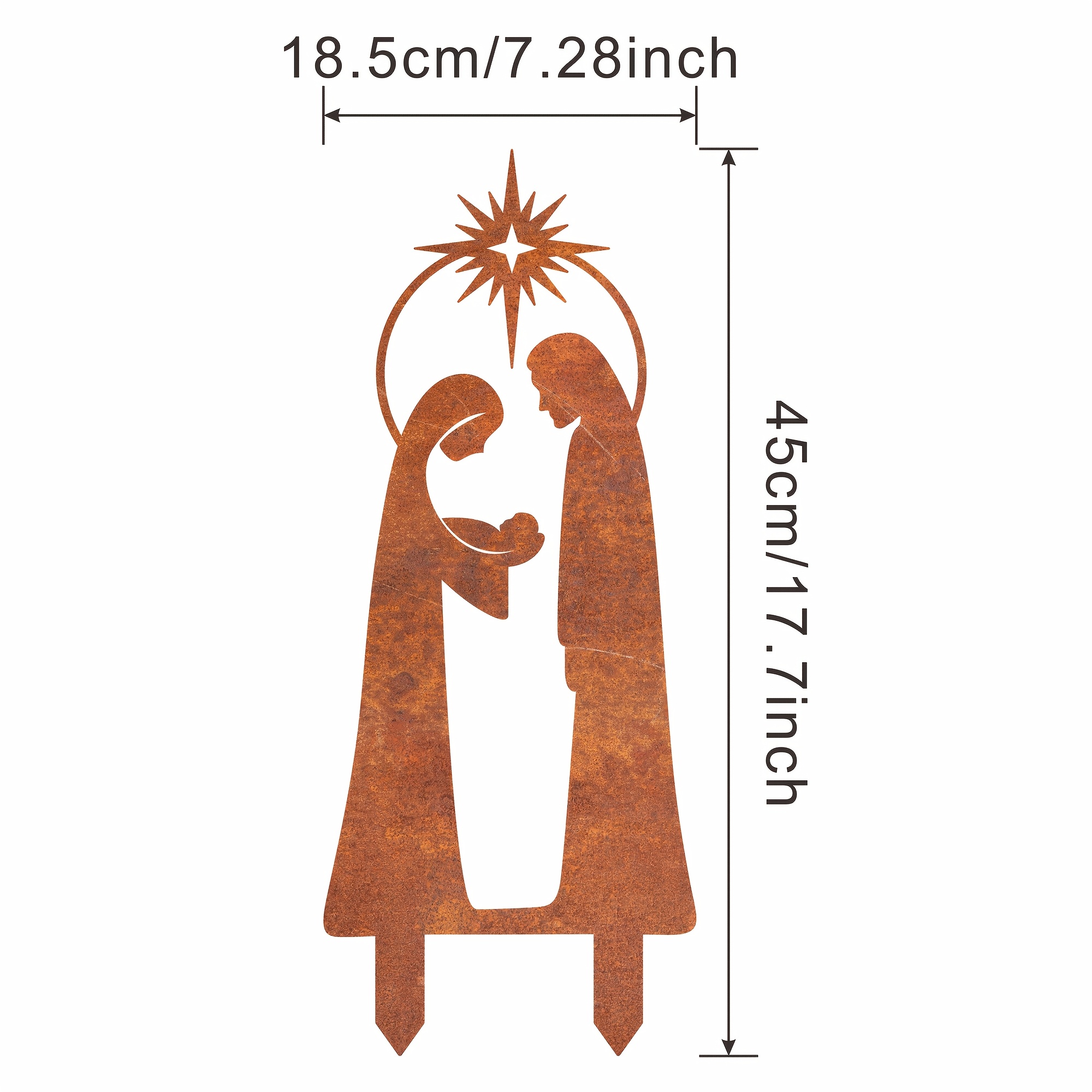 TEMU [Piatto 2D] 1 pz Presepe da Giardino Decorazione da Inserire a , Ornamento Retr簷 in Metallo per Giardino, Natalizia da Giardino, Presepe da