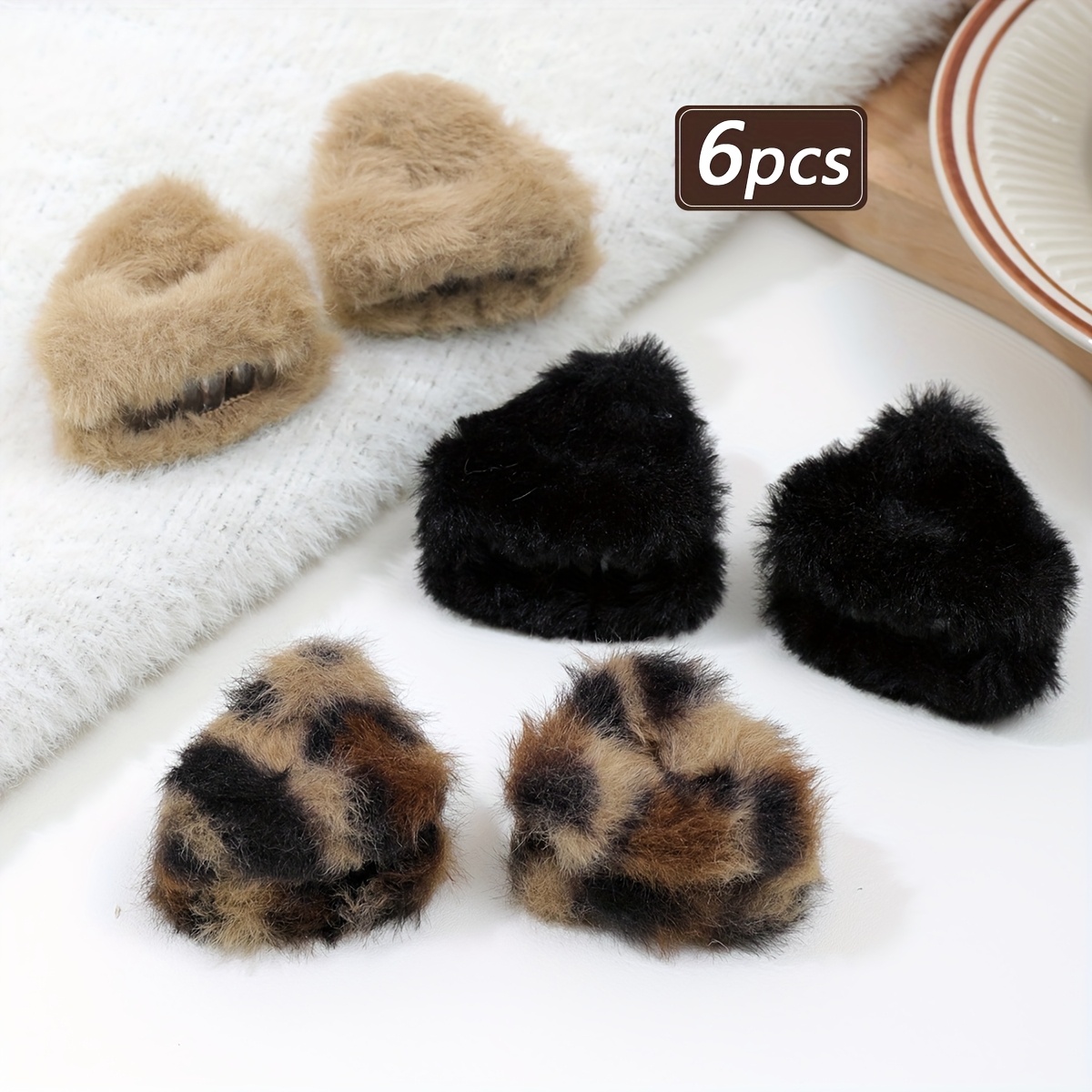 TEMU 6/12pz Fermacapelli Laterali a Forma di Orecchie in Peluche Super Carini, Piccole Pinze, Adatti per Capelli Spezzati sulla Fronte e Acconciatura