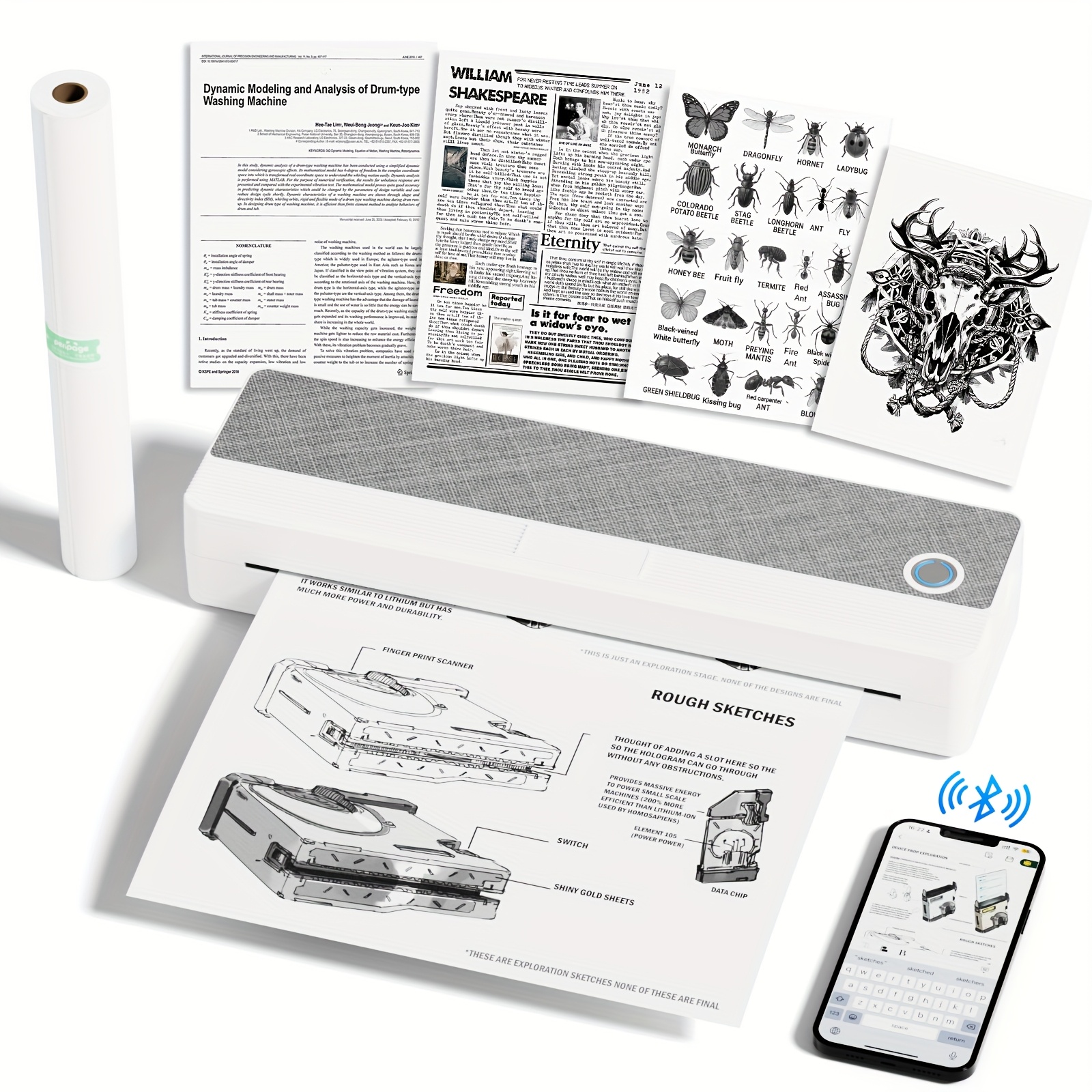 TEMU Peripage P81 Portable Wireless Printer & Scanner - Thermal Printer For Ios/ Smartphones, - Compact Mobile Printer For Ipad, Tablets, Smartphones