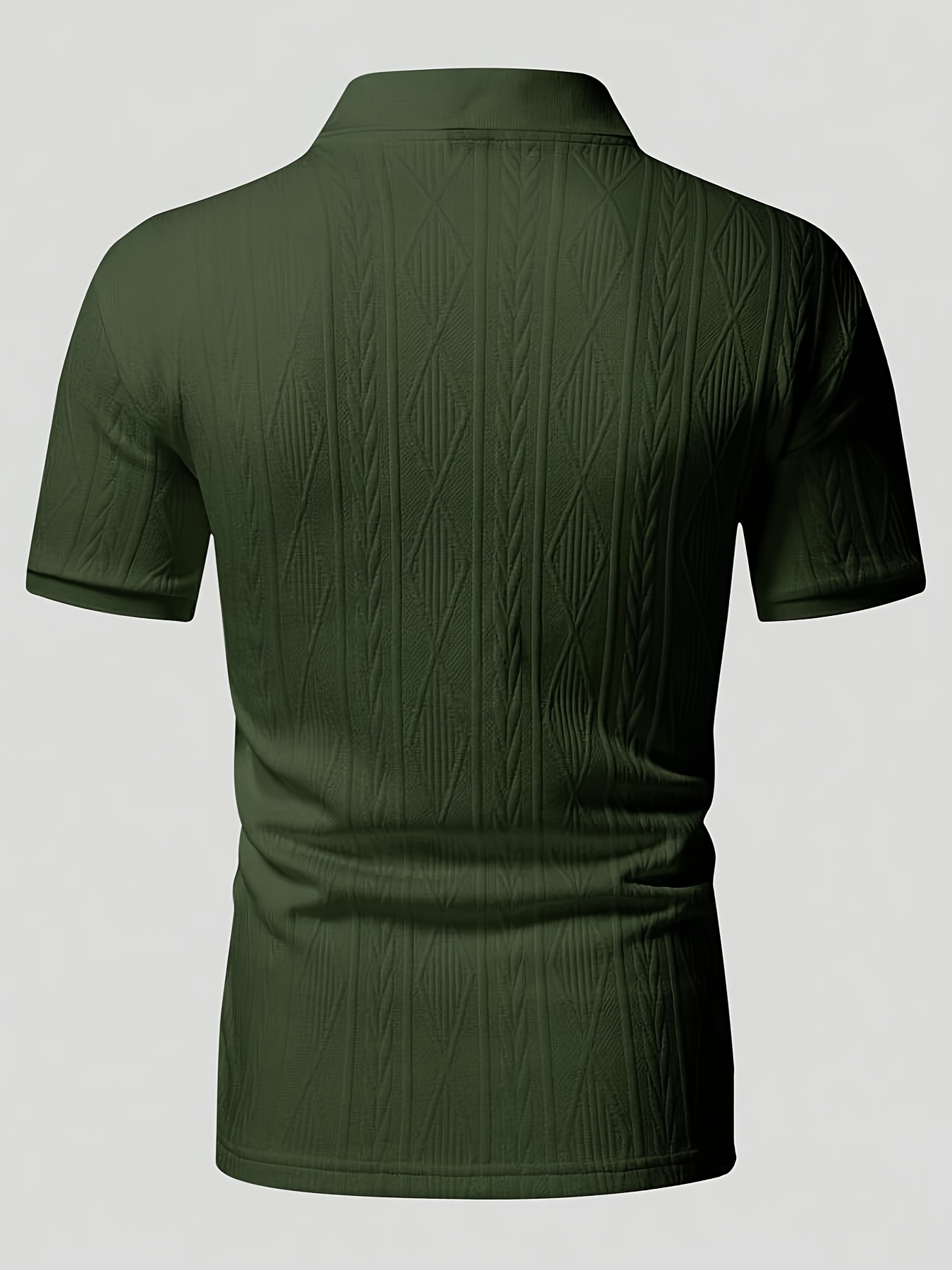 Men'S Summer Textured Jacquard Casual Shirt, Classic Business Polo Shirt, Suitable for Daily Outings