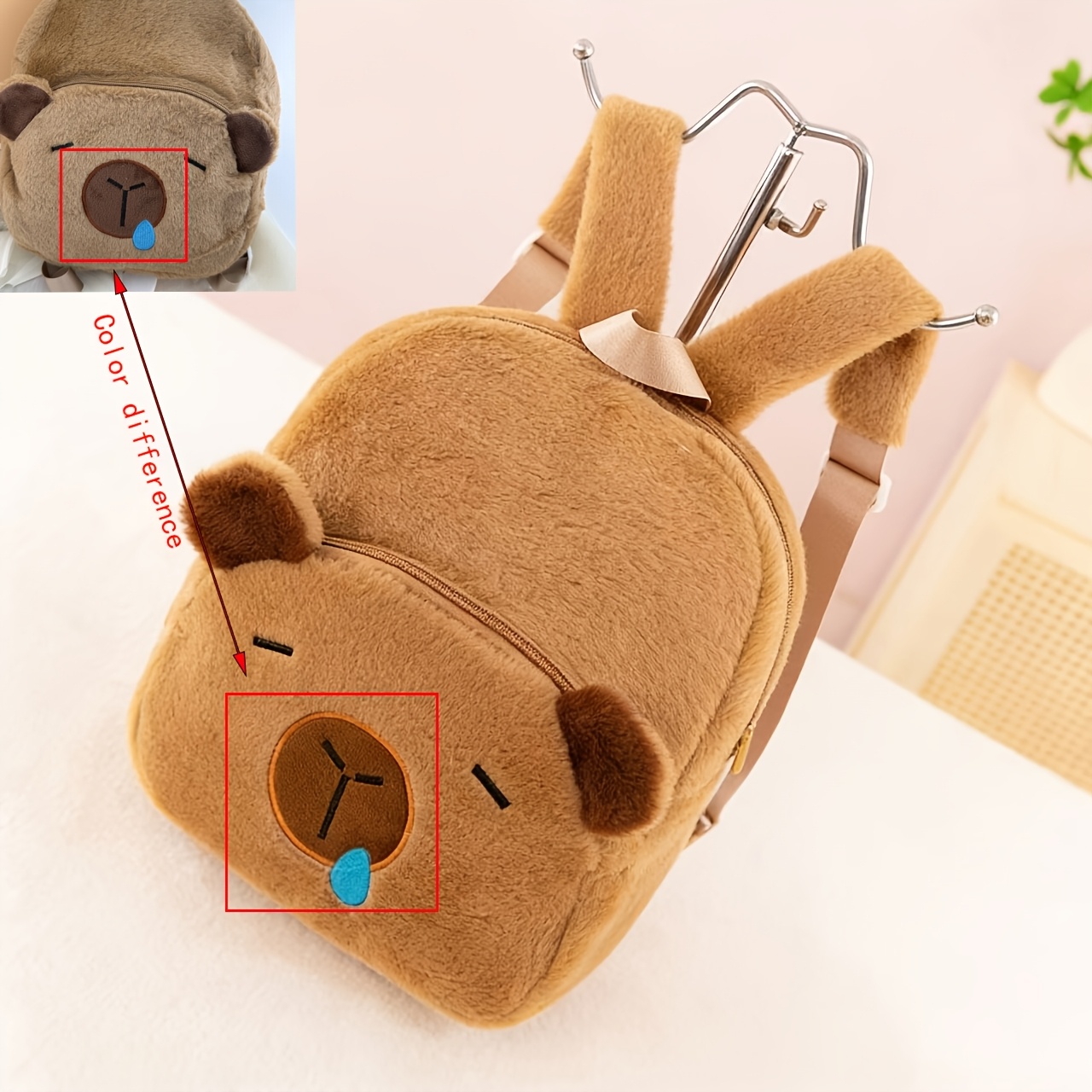 TEMU Capybara Plush Water Pig Backpack Crossbody Handbag Women's Cartoon Small Bag Random