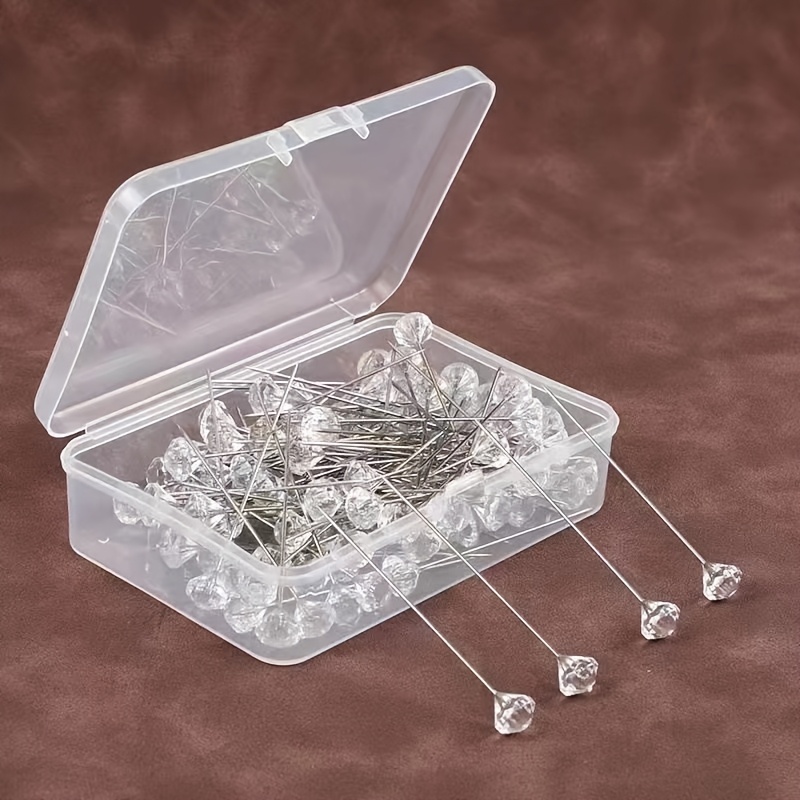 

100pcs Head Pins, Transparent White, Wedding Bouquet Decorations, Fixed Needle For Flower Arrangements, Gem Positioning Pins For Diy Crafts And Jewelry Making