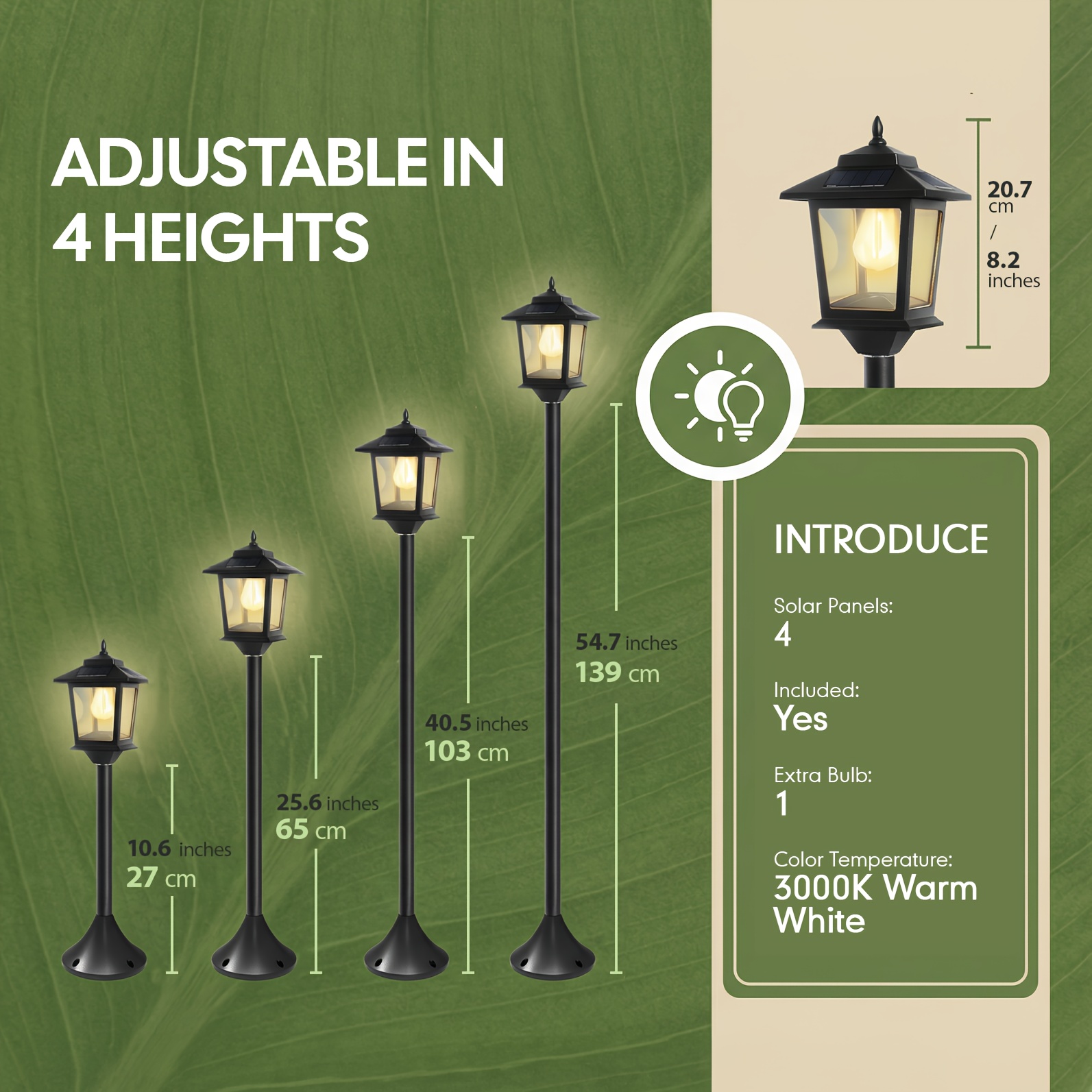 2 pack 63 inch solar lamp post lights outdoor solar powered