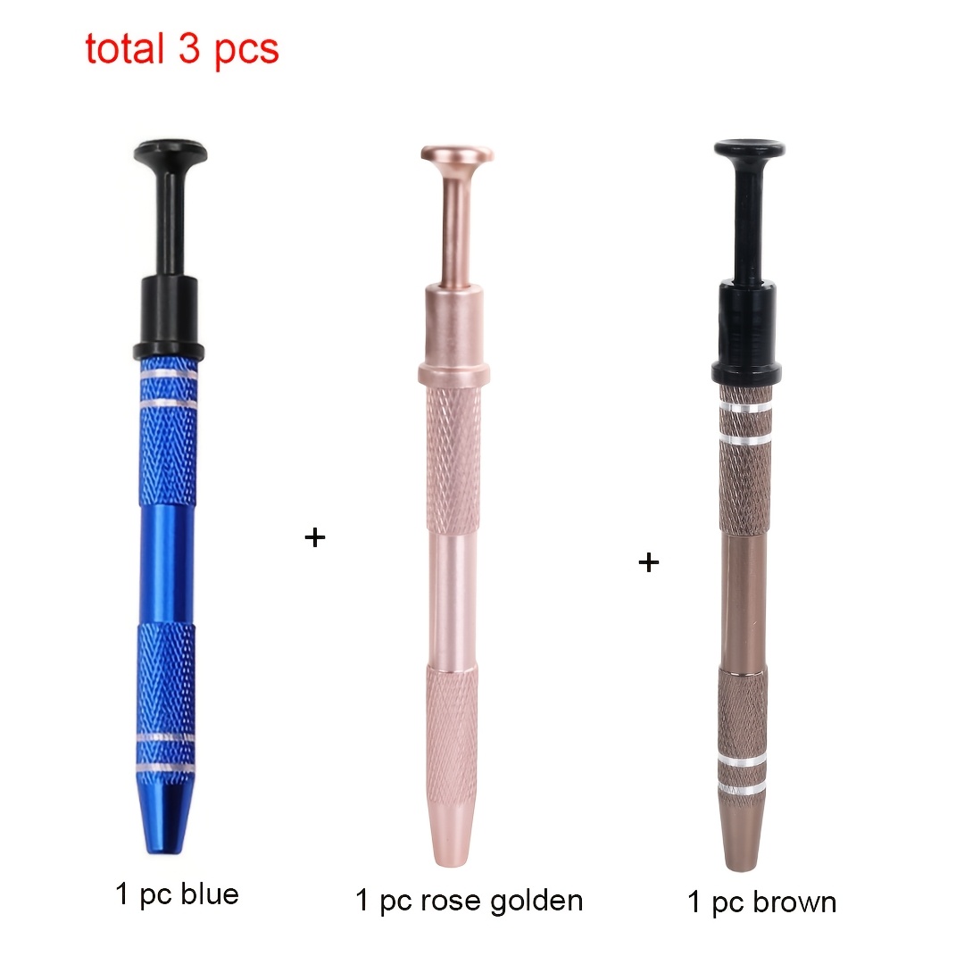 TEMU 3pcs Mixed Colors Jewelry Making Pliers Tweezers Pen-shaped Four-claw Pick, Ear Studs Rings And Small Objects Jewelry Clamp Pick, Jewelry Beads