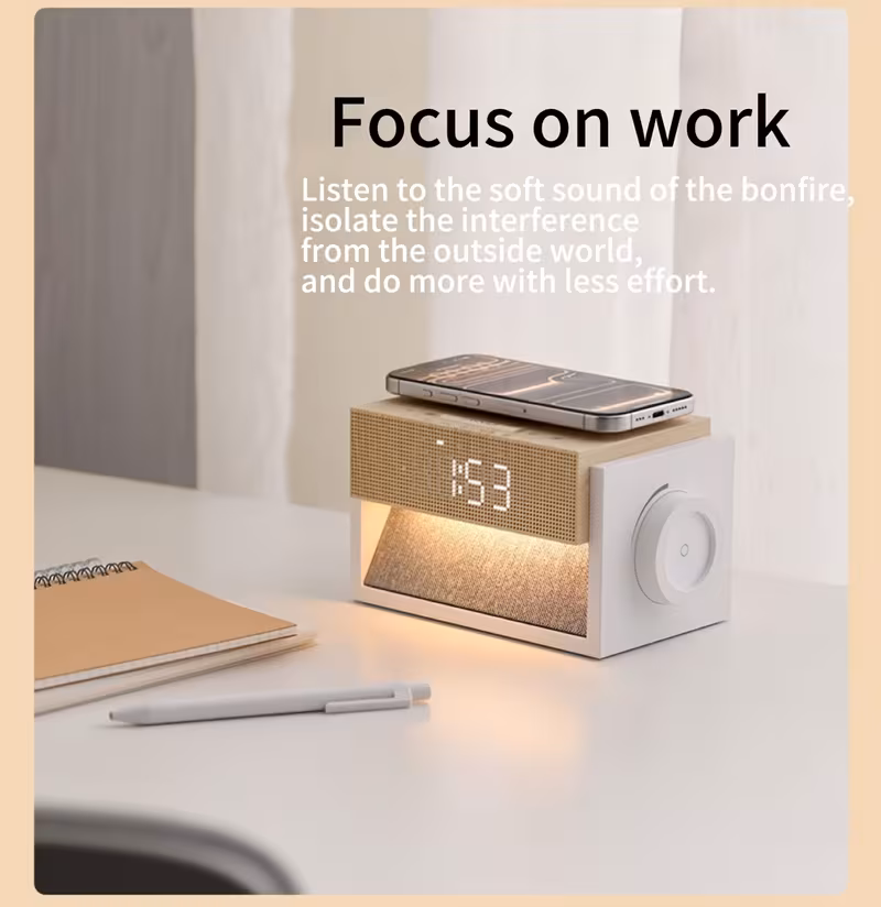 white noise night light with wireless charging smart alarm clock bedside lamp for bedroom birthday gift Product details 4
