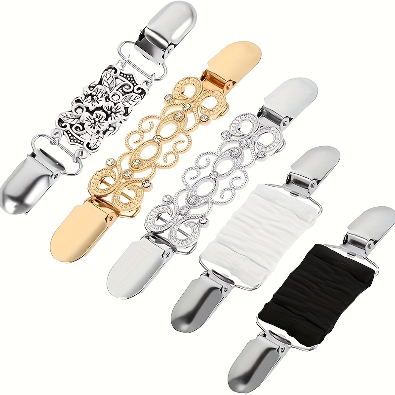 E-shop 5-teiliges Vintage-Kleid-Clip-Set mit Rückenbindungen, Vintage-Taillenschnalle-Pullover-Clips, passend für Cardigans, Schals, Hemden Tücher,