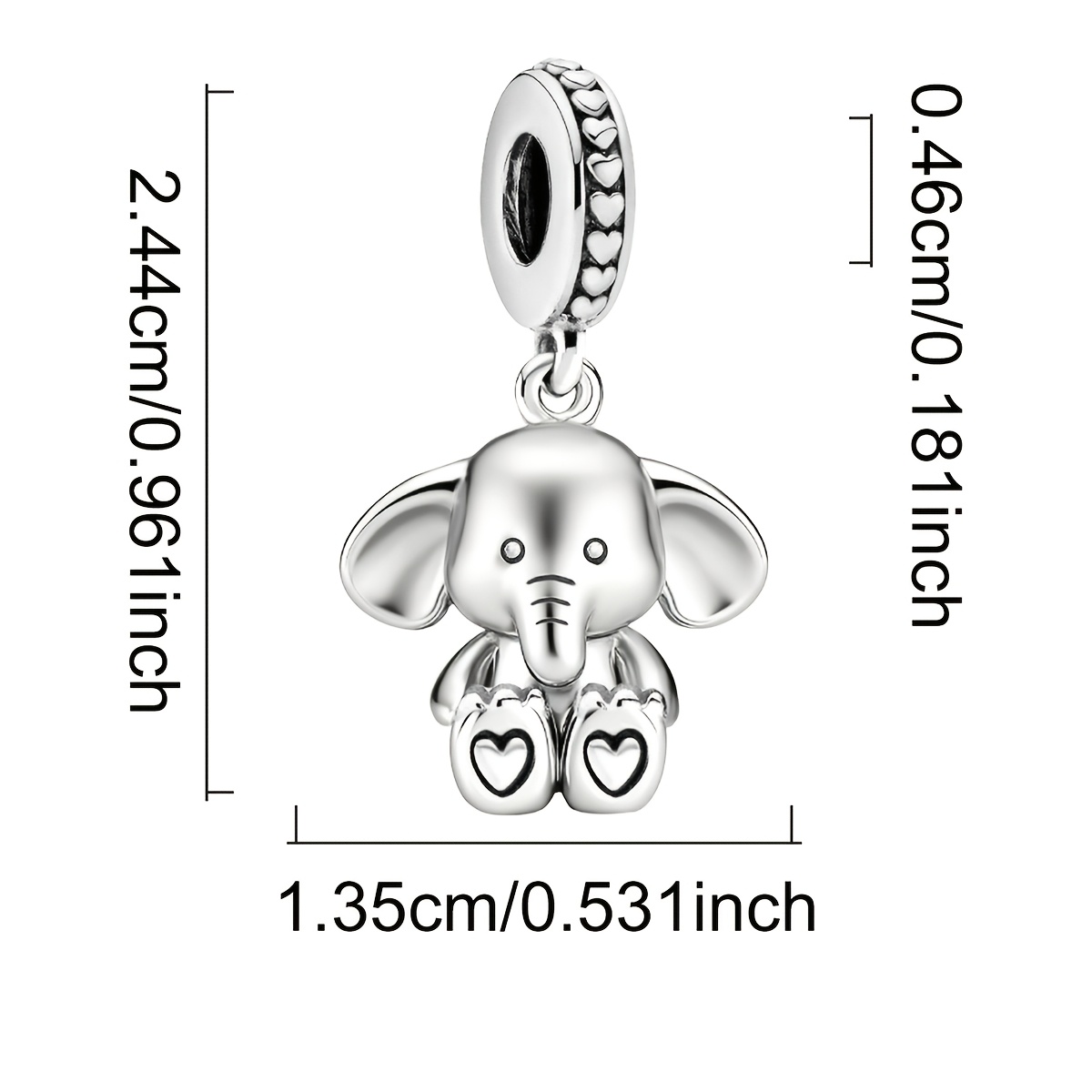 Sitting Elephant DIY Pendant, 925 Silver Plated
