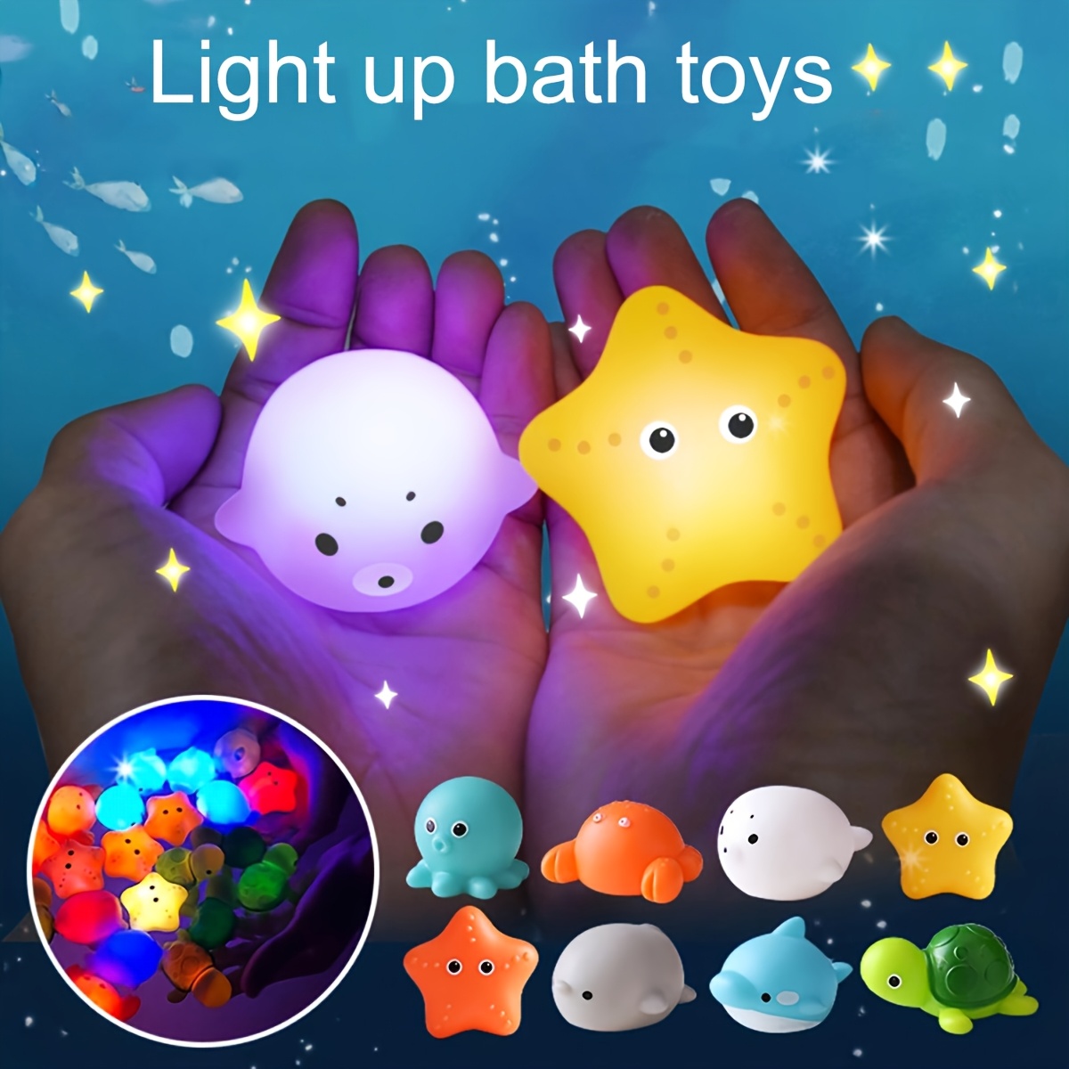 

Bath Toys, Fishing Light Up Set, Glitter Bathtub Toys, Bathtub Floating Water Toys, Great Gifts For Bathroom Water Tub Games Pool Party