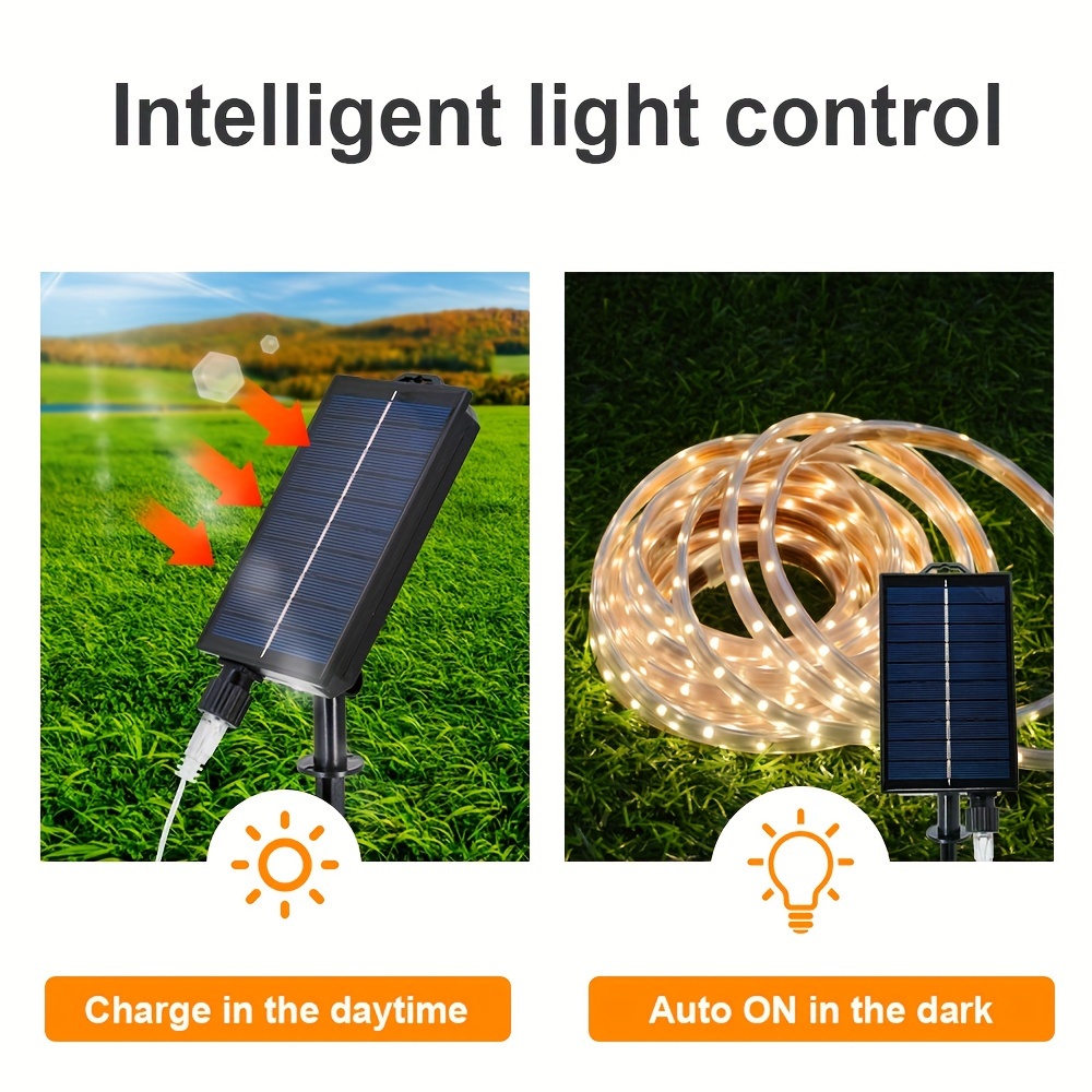 solar led strip light outdoor 8 modes solar powered fairy lights with infrared sensor energy efficient solar lamp strip for christmas garden patio lawn tree house halloween decor 1pc details 1