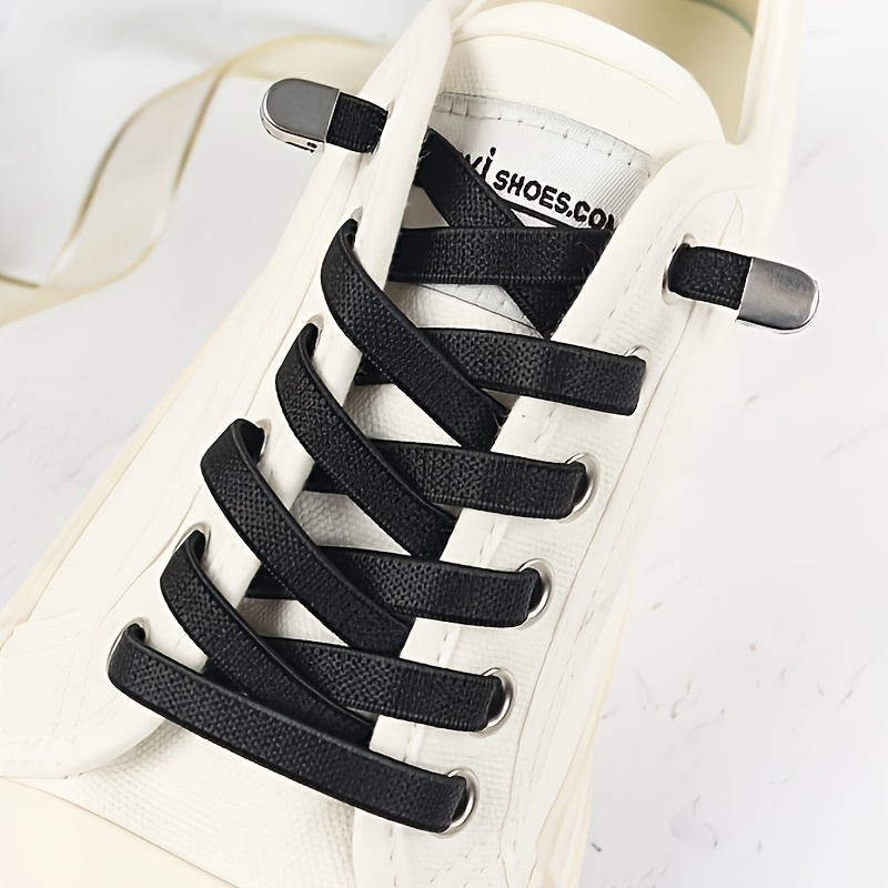 TEMU A Pair Of No-tie Elastic Slip-on Shoelaces, Suitable For Men's And Women's Flat Shoes