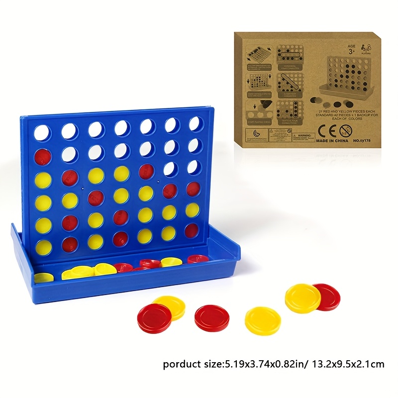 Family Strategy Board Game - 13.21 cm Portable Foldable Chess Puzzle for Kids & Adults, Classic Four-in-a-Row Challenge with Red & Yellow Discs, Ages 3+ Home Entertainment, Perfect Christmas Thanksgiving Gift, Chess Gifts, Interactive Play, Vibrant Board, Sturdy Construction