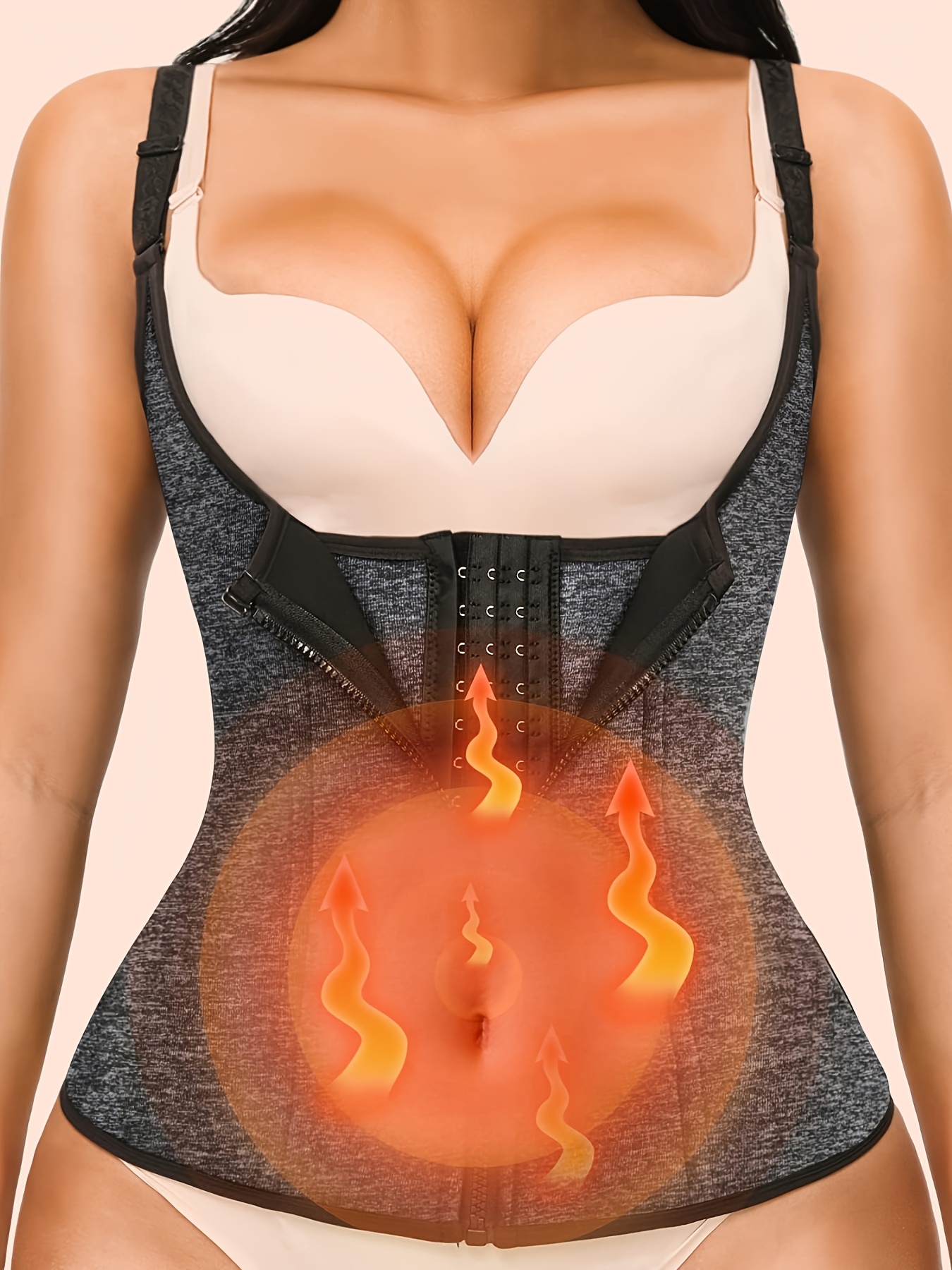 Women'S Waist Trainer Vest, Zippered Corset Shaper for Tummy Control, Neoprene Cincher Tank Top with Straps