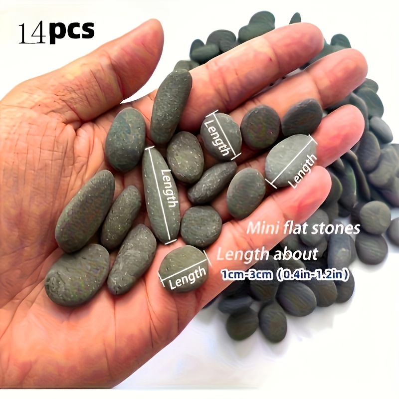 TEMU 14pcs Natural River Rocks For Painting - Gray Black Tones Smooth Flat Stones, Assorted Sizes 0.4-2 Inches, Ideal For Art Decor, Crafts And Aquarium Decoration, Rock Painting