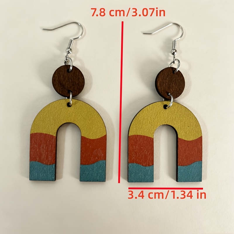 Women's Bohemian Vintage U-Shaped Wooden Dangle Earrings