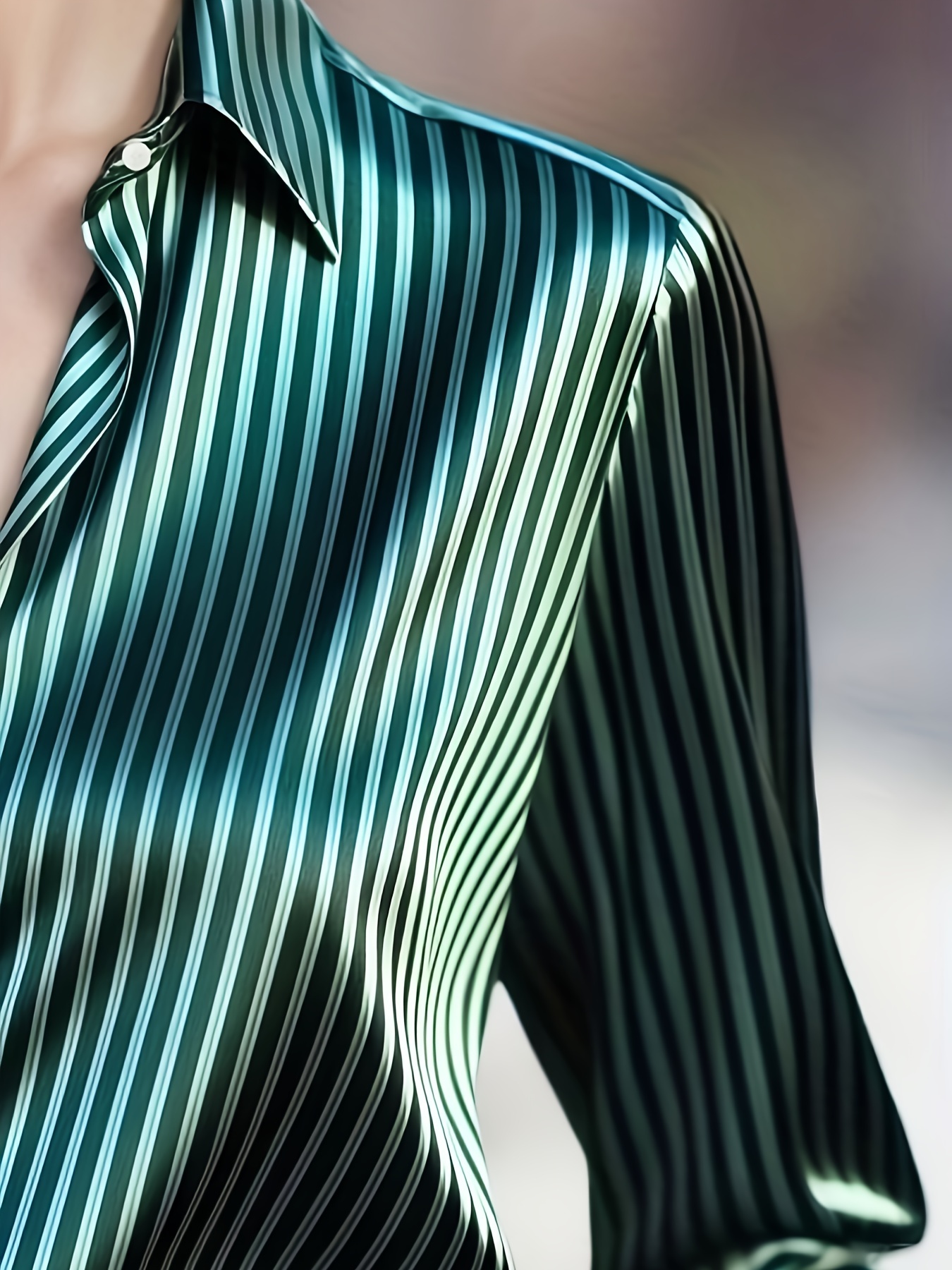 Camisa de satén a rayas elegante de alta gama para mujer, moderna y de moda para primavera y otoño