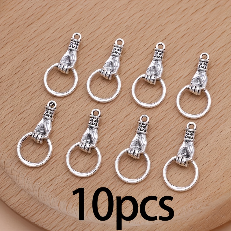 10pcs Silvery Hand Charms Pendants For Jewelry Making Diy Handmade Necklace Earrings Accessories