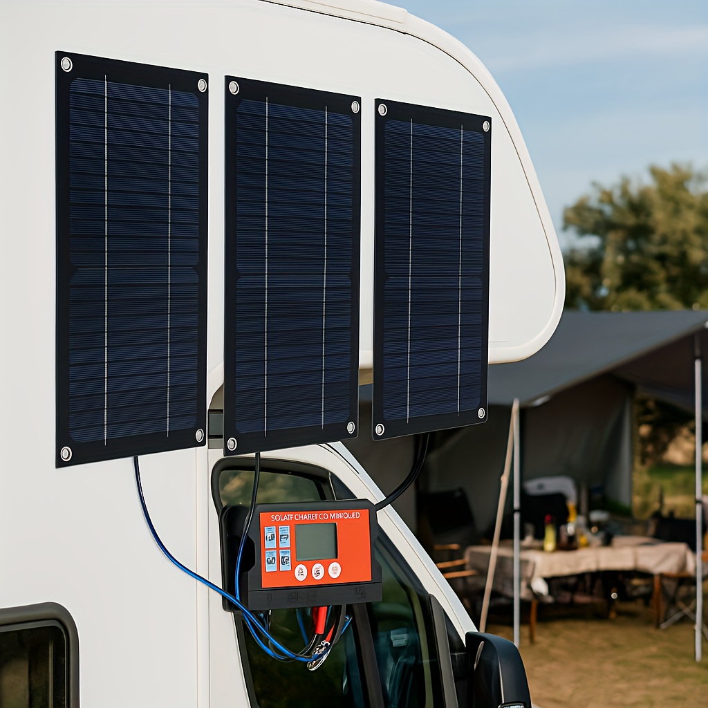 TEMU Fast Charging Solar Panel Kit, 100w 200w Monocrystalline Solar Panel With 100a Pwm Controller, Portable For Rv Camping Outdoor Adventure, Battery Charger, Without Battery