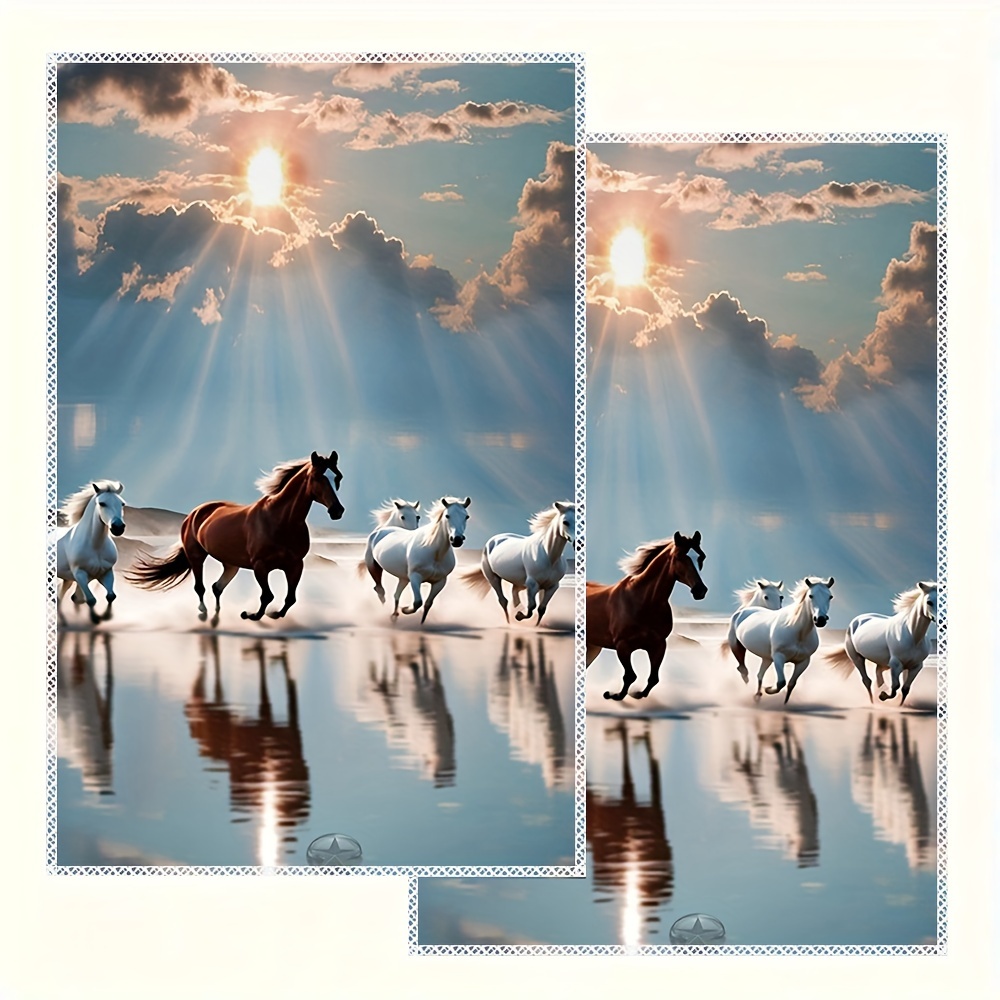 

2pcs Horses Towels - 16x24 , -dry & Polyester, For