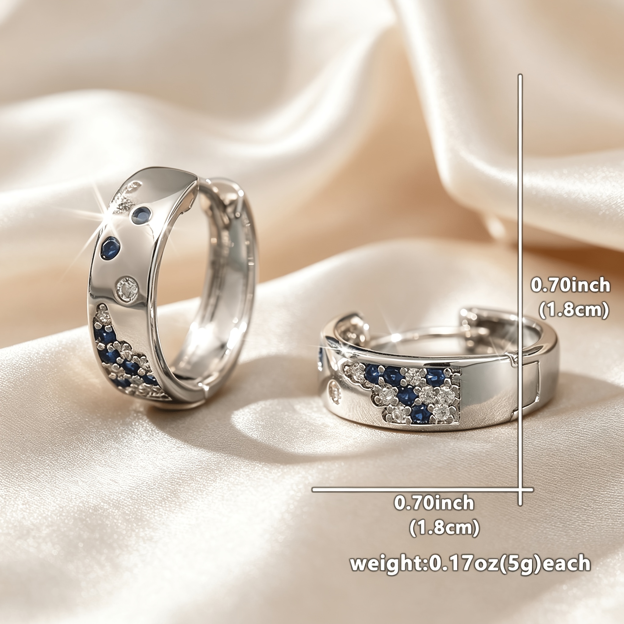 Women's Blue and White Synthetic Zirconia Ring Earrings