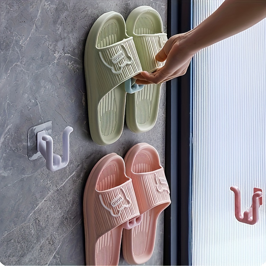 

Étagère à chaussures pliable en plastique, support perçage pour pantoufles de salle de bain, organisateur de rangement suspendu pour gagner de