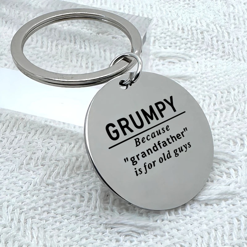 TEMU A Humorous Keychain Designed Specifically For Grandpas, Engraved With Angry Quotes, Made Of Stainless Steel. A Unique Gag Gift For Grandfathers