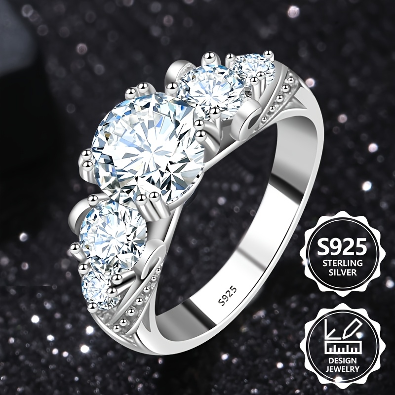 Image of S925 Silver Ring Set With 8 Carats Of Cubic Zirconia, Luxurious Yet Easy, Fashionable And Elegant, Suitable For Daily Wear. A Gift For , Or A Holiday Present