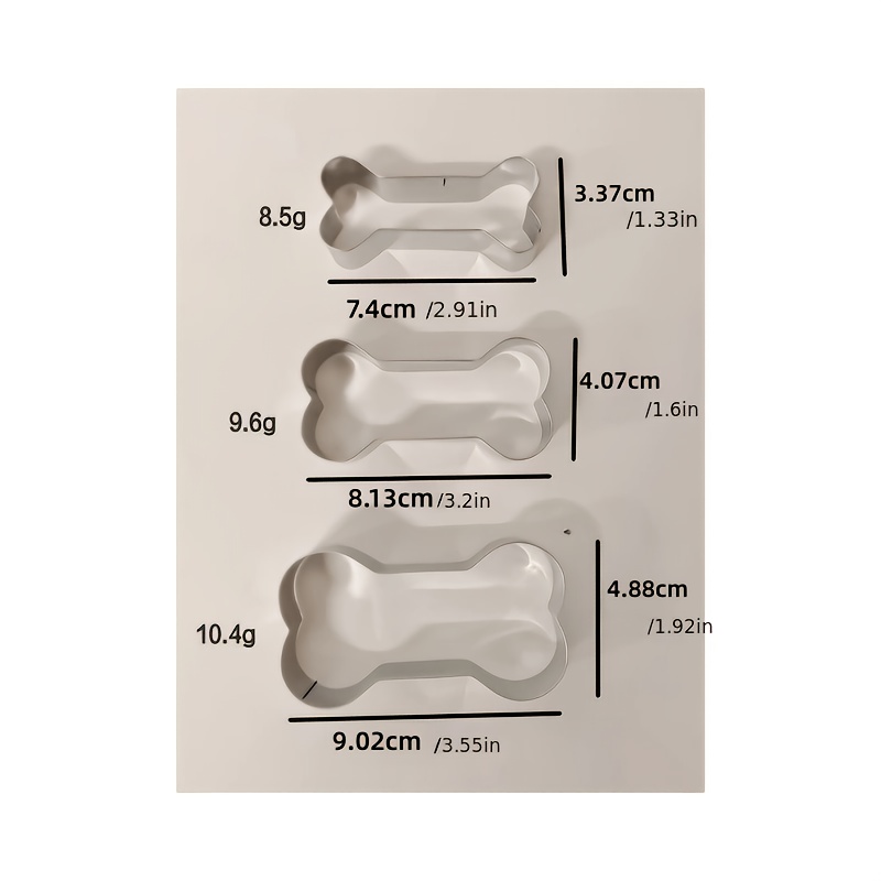 3pcs Stainless Bone-shaped Cookie Cutter Set, Dog Treat Biscuit Mold, Homemade Cat And Dog Snack Mold, Suitable For Parties, Holidays, Pastries, Candies, Baking Tools, Kitchen Tools, Small Pet Gifts