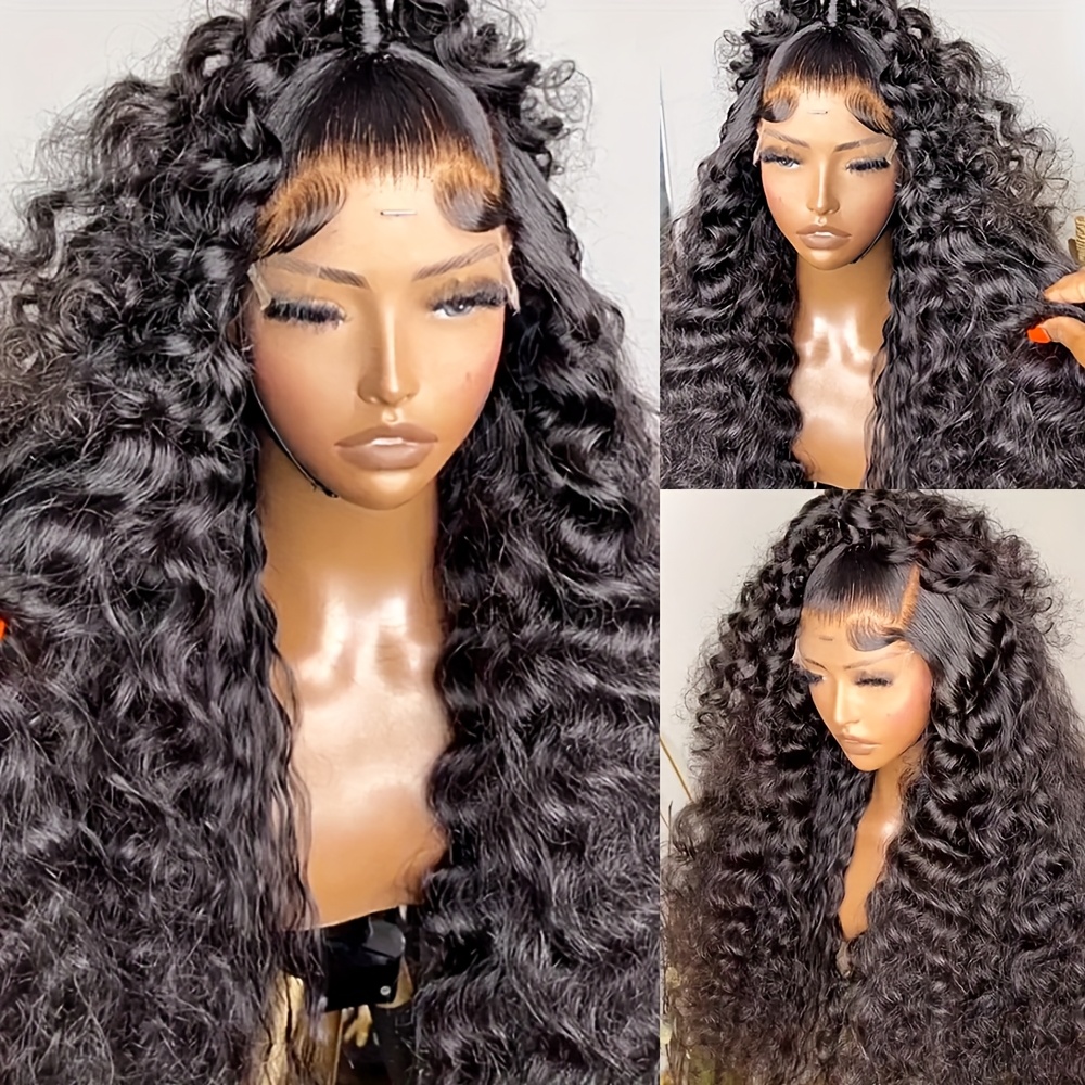 26" Black Loose Curly Lace Front Wig - Pre- Hairline, 13x4 Free Part, Glueless, Heat Resistant Synthetic Fiber, 180% Density, Long Wavy Style For Daily & , Synthetic Lace Front Wig