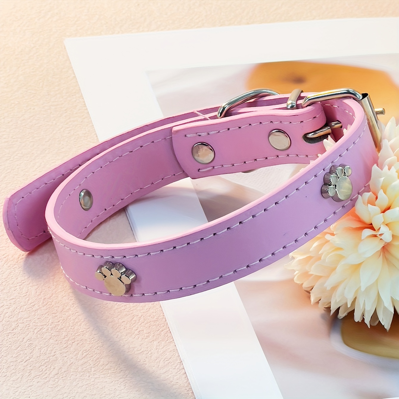 E-shop Ein Haustierhalsband, Halsband, Leder Pfotenabdruck Hundehalsband, Verstellbares Katzenhalsband, Anti-Verlust-Halsband zum Ausgehen
