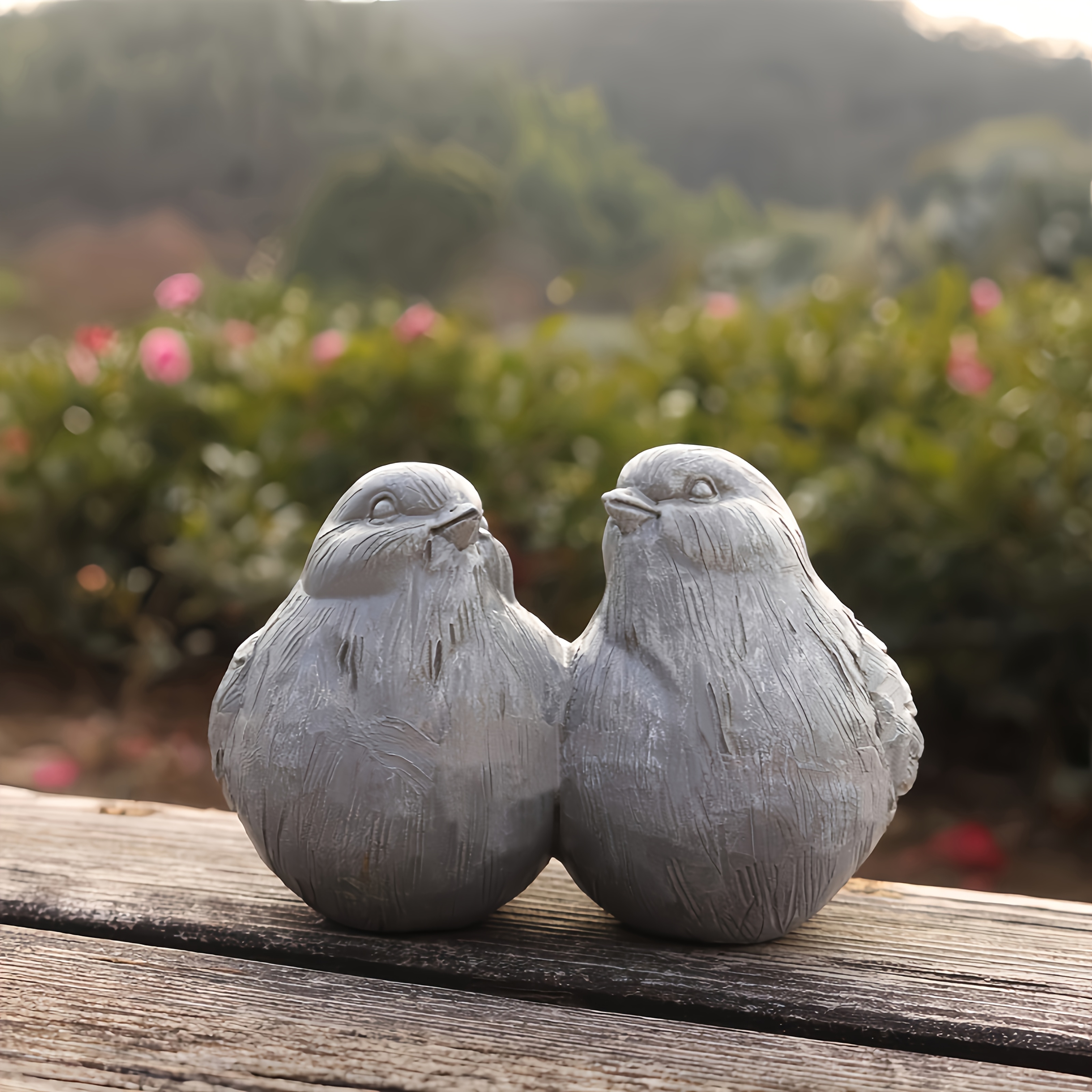 Image of 1pc Garden Statue Ornament, Couple Birds Outdoor Statue, Garden Lawn Decoration Ornament, Yard Landscape Craft, Suitable For Thanksgiving, Valentine's Day, Spring Festival, No Electricity Required