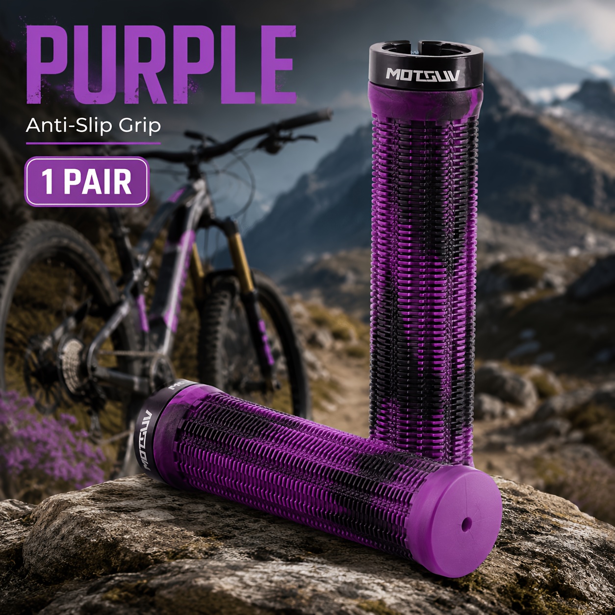 TEMU 1 Par de Puños de Manillar de Bicicleta MTB Antideslizantes con Absorción de Impactos, Protector de Manillar de Bicicleta