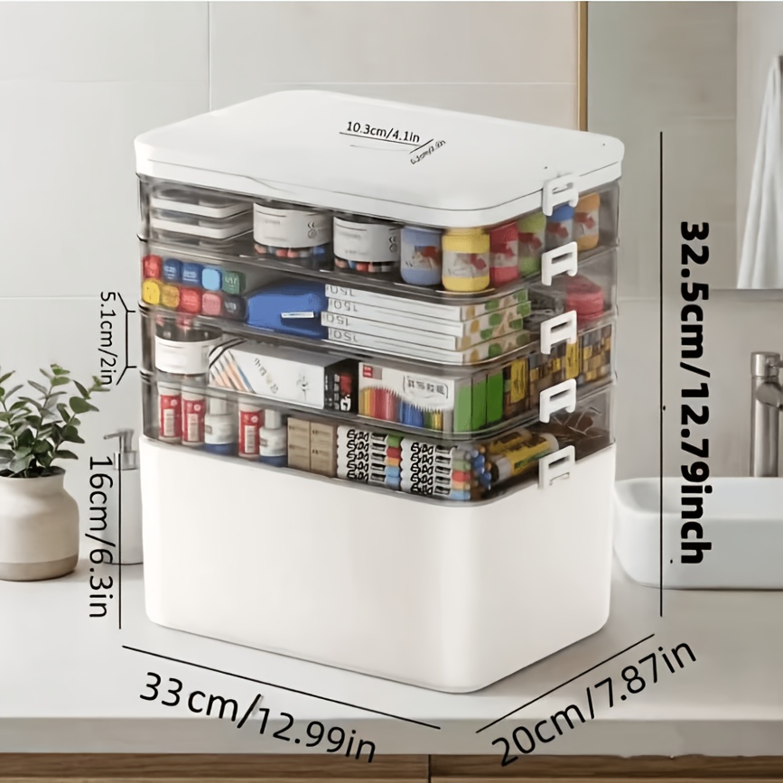 TEMU Five-layer/three-layer Large-capacity Classified Durable Portable Storage Box Storage Box For Home And Travel, Transparent Storage Box, Suitable