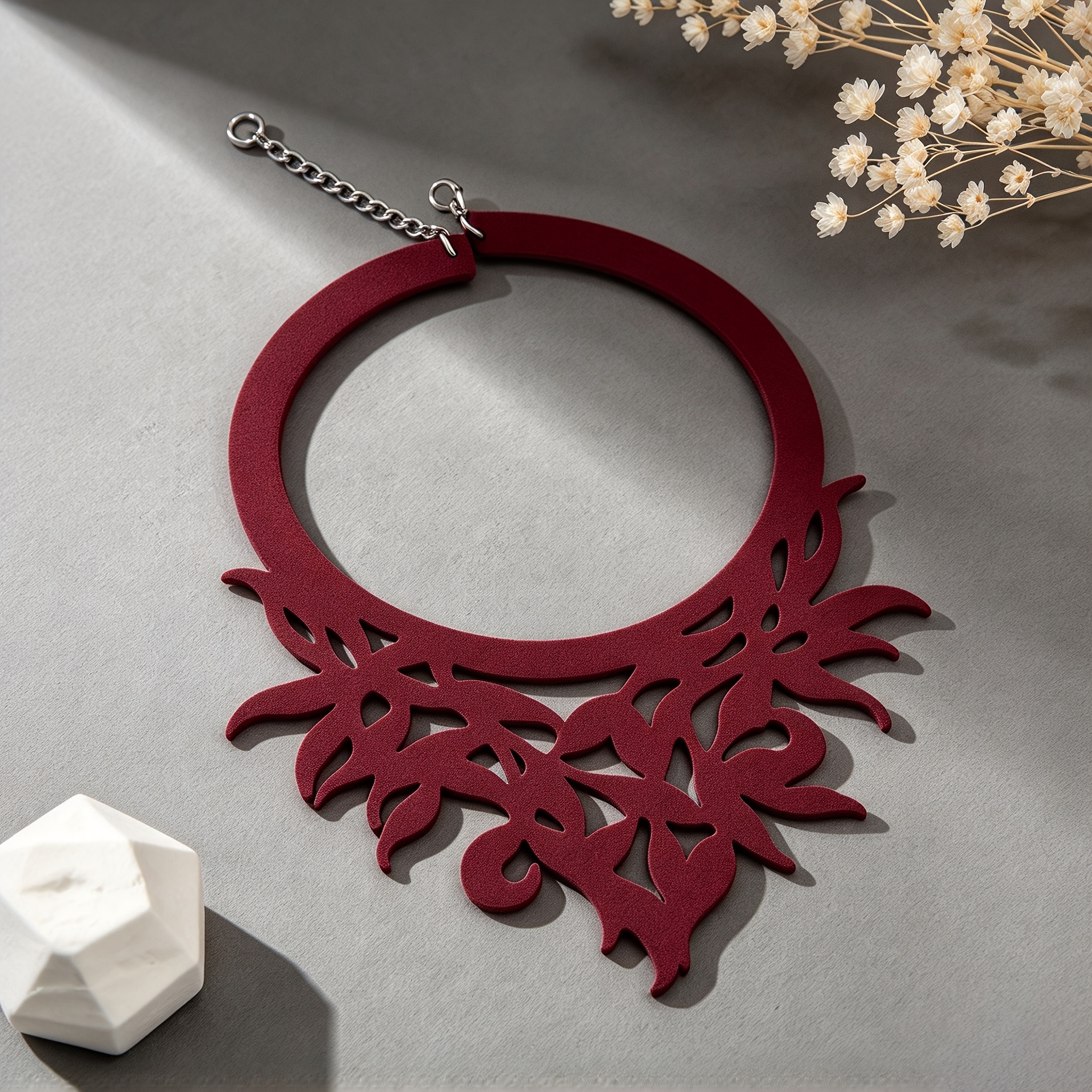 Gothic Hollow-Out Floral & Leaf Double-Layer Choker Necklace
