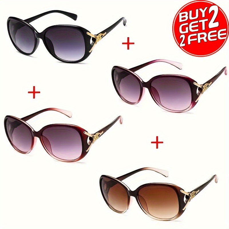 

4-piece Chic Fox Head Fashion Glasses For Women - Trendy & Versatile, Perfect For Driving, Travel & Vacation