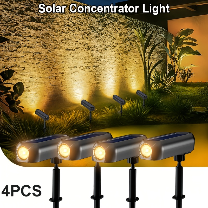 TEMU 4pcs Of Solar Outdoor Lights, Garden Lights, Landscape Spotlight, Featuring 2 Lighting Modes, Decorative Landscape , Suitable For Wall/grass