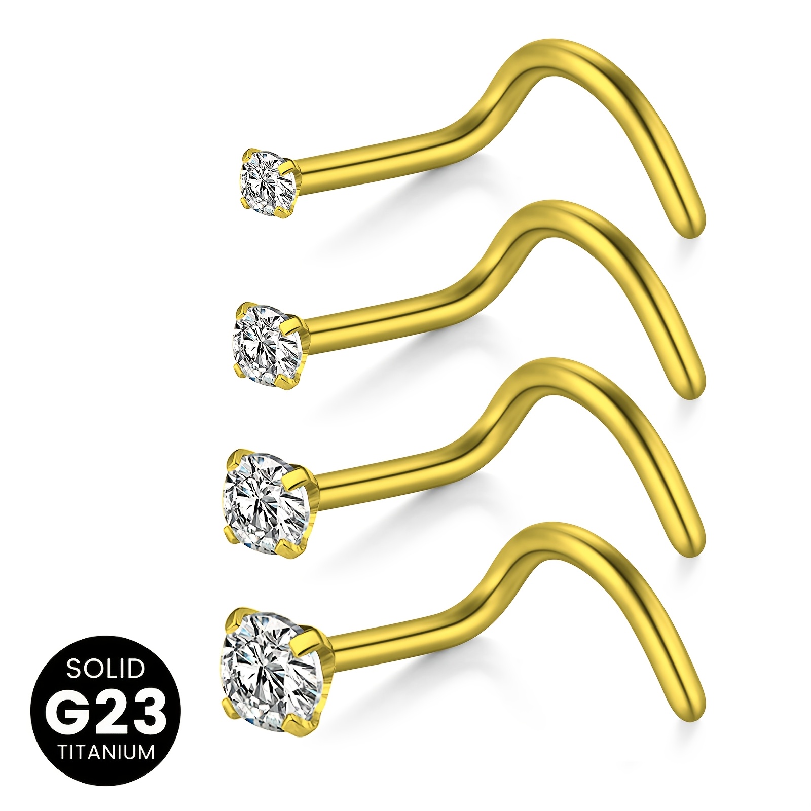4pcs G23 Titanium Alloy Nose Studs & Rings Set, Hypoallergenic
