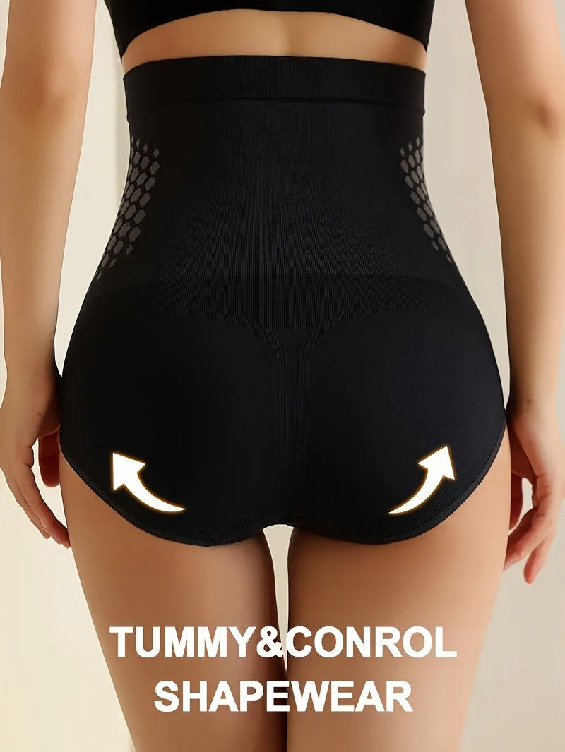 High-Waisted Tummy Control Shapewear Shorts for Women, Geometric-Patterned Polyamide 90% Spandex 10% Knit Fabric, No Padding, High Support, Pull-On Design, Butt Lifting, Belly Slimming Body Shaper Panties