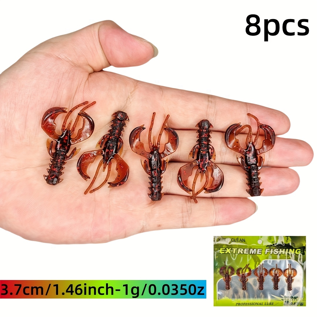 TEMU 8pcs Outdoor Lure Fishing Soft Bait, Tpr Floating Soft Bait, Shrimp-shaped Soft Bait, Suitable For Freshwater Lake , Trout, Catfish, And Other
