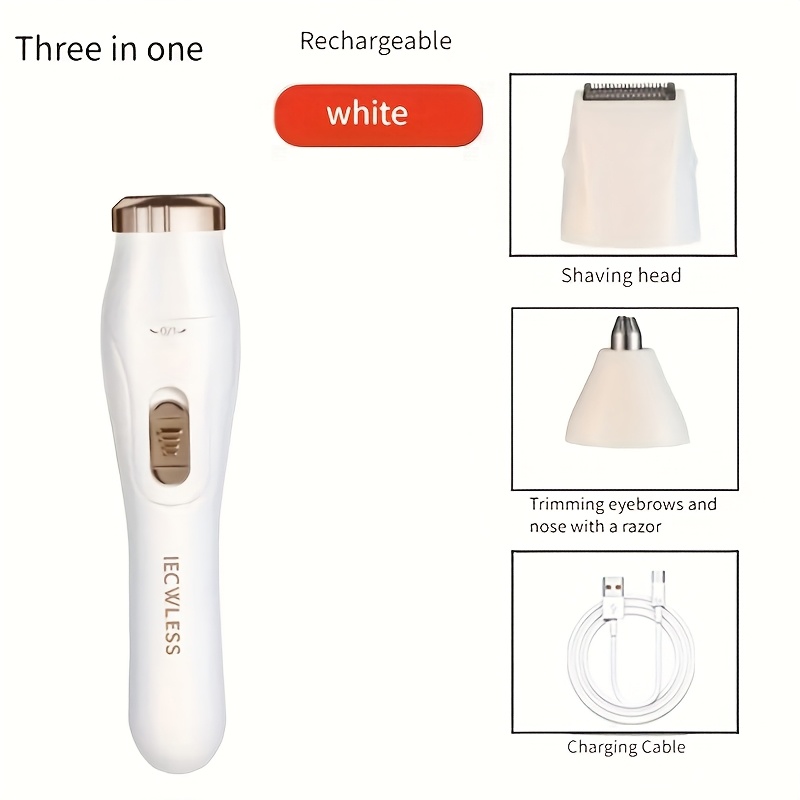 3 in 1 electric epilator set usb rechargeable face trimmer nose hair trimmer bikini armpit leg hair nose hair remover for men and women details 2