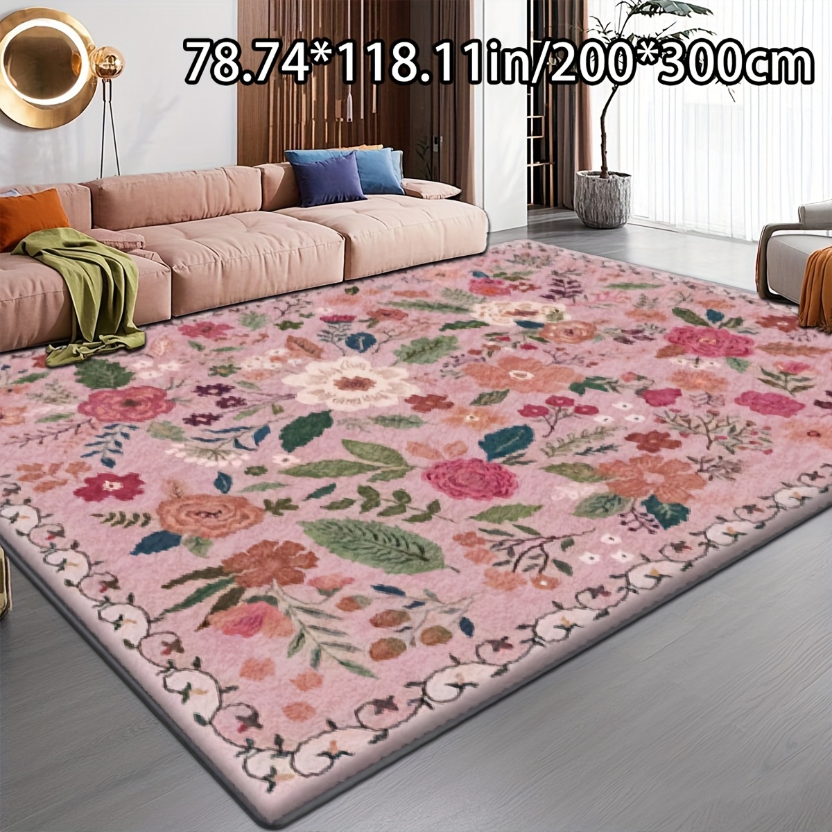 TEMU [ Enabled] [soft Plush And Pointed Base] Floral Pattern Home Decor Rug Versatile Decorative Style Aesthetic Comfortable Bedroom Rug Sofa Cushion