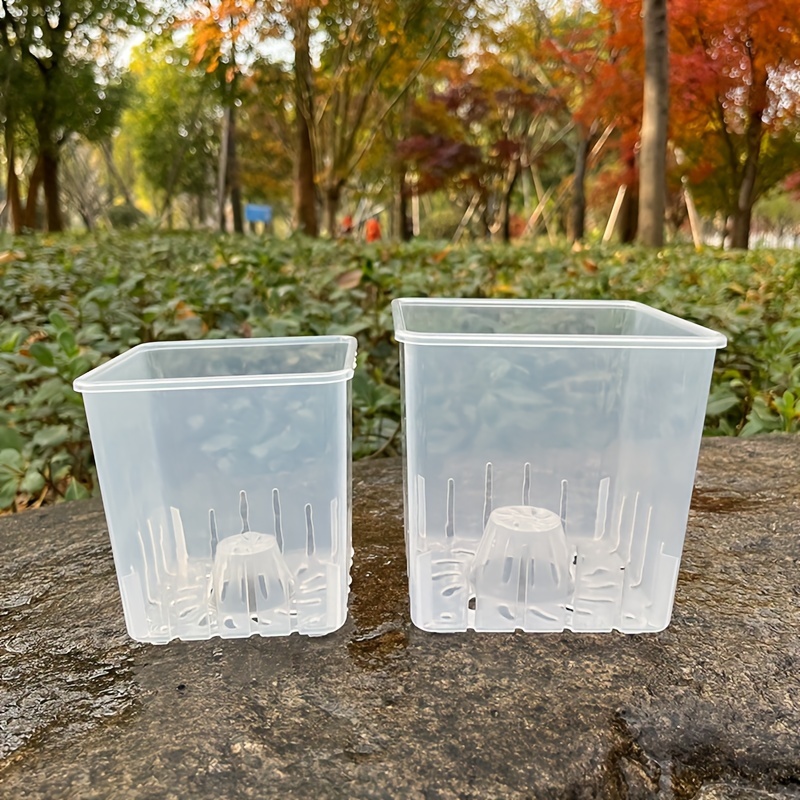 

Clear Plastic Square Orchid Pots With Drainage Holes - Suitable For Indoor And Outdoor Use