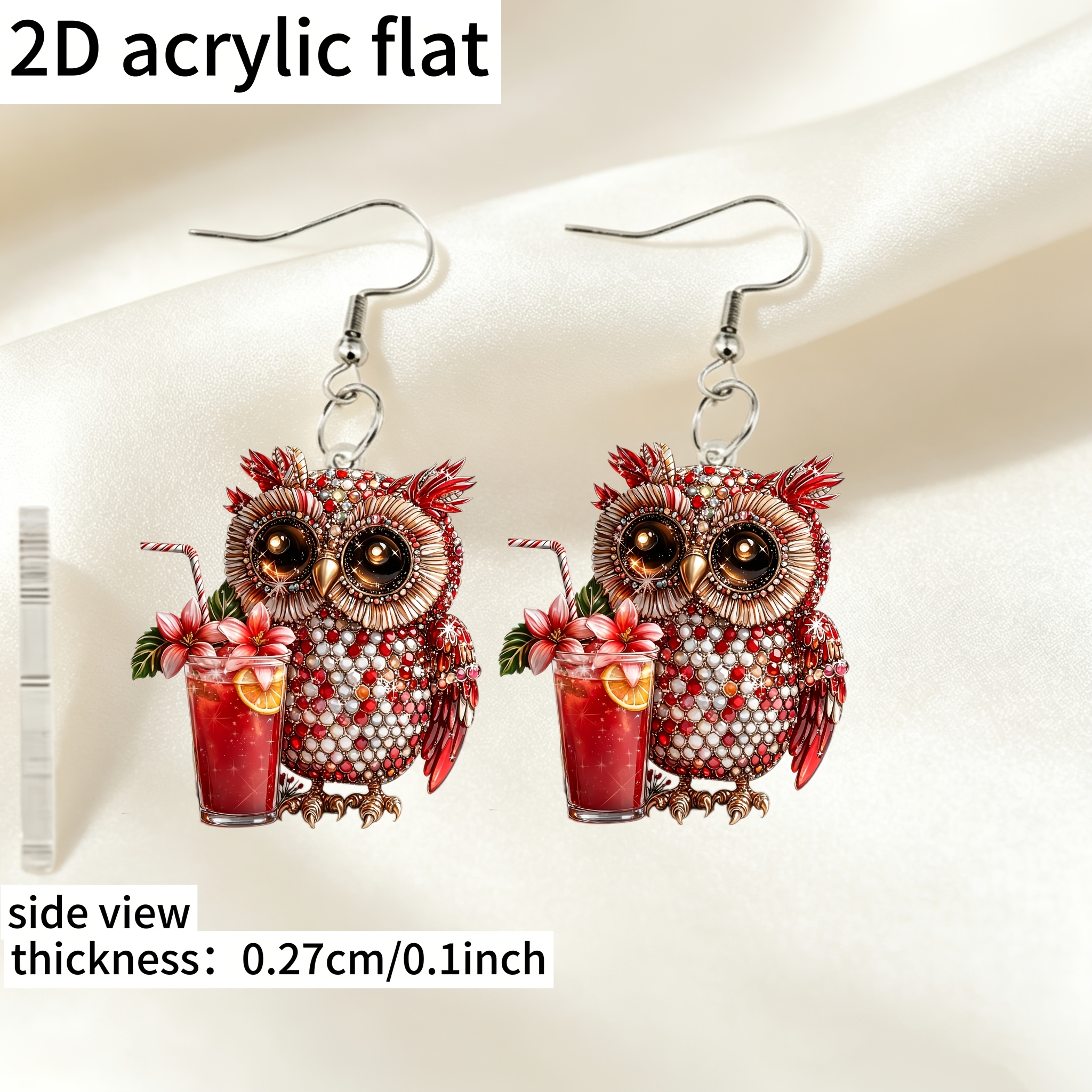 Women's Bohemian Owl Acrylic Drop Earrings