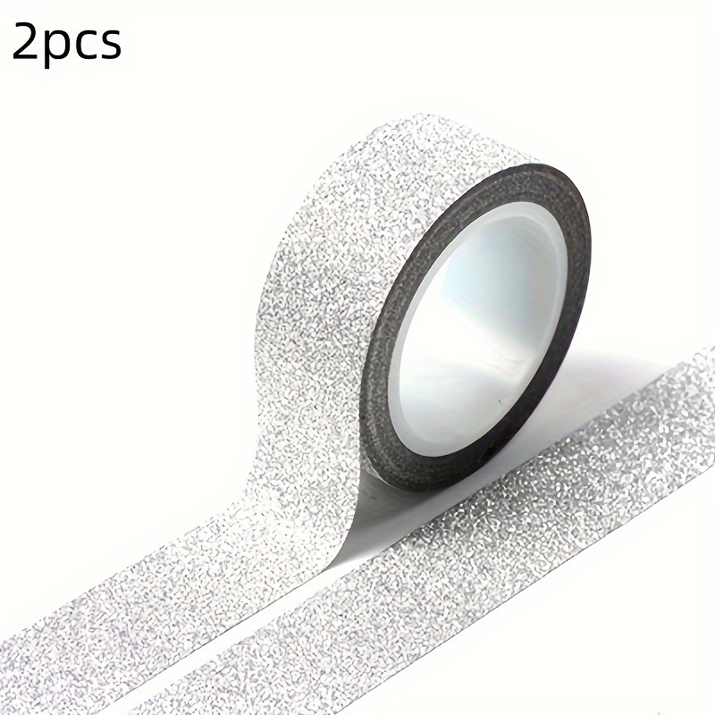 2 Rolls Glitter Tape Sticker Paper - 5m Roll For Crafts And Decorations - Adhesive And