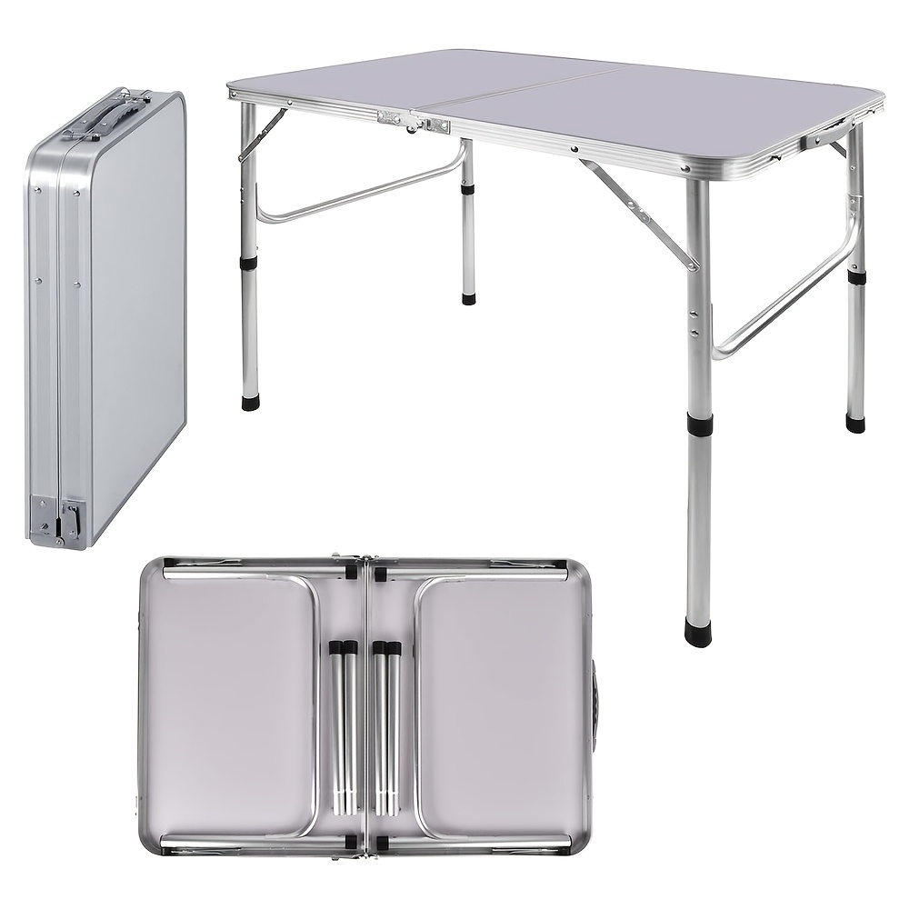 Aluminum Folding Table, Folding Camping Table, 2 Height Adjustable, 67cm And 37cm, Suitable For Parties, Gardens, Bbqs And Picnics