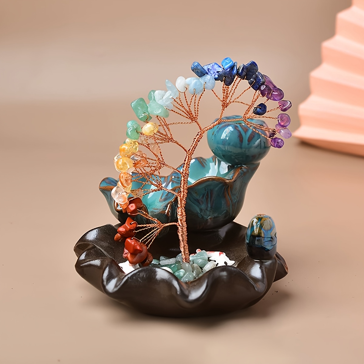 TEMU 1 plateau à encens coloré en de cristal pour arbre de , tissé à , décoration d'intérieur, cadeau pour la fête des mères et la fête des pères,