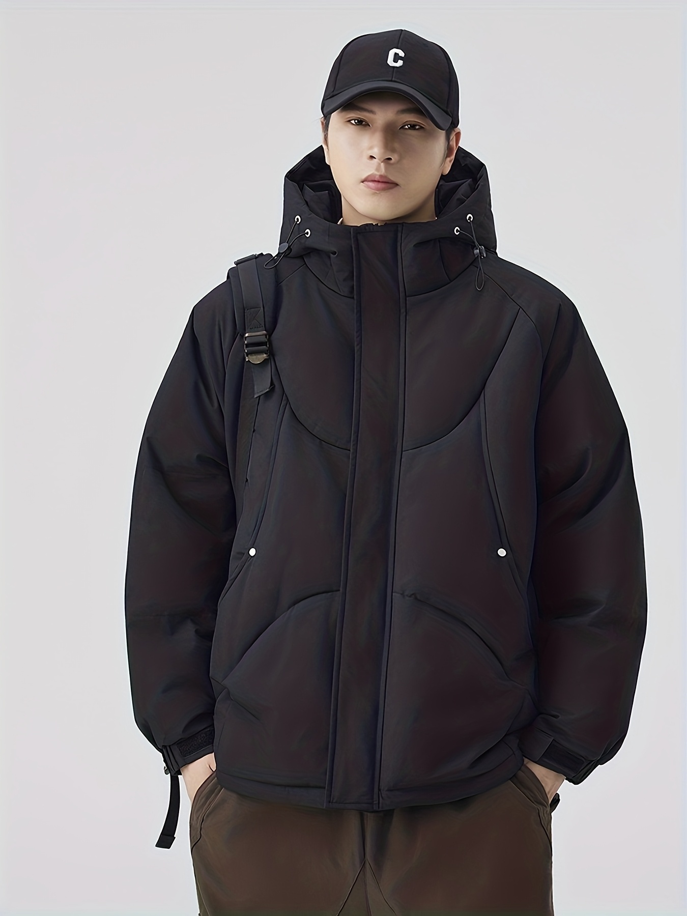 Men's Vintage Patchwork Padded Hooded Jacket, Thickened & Warm